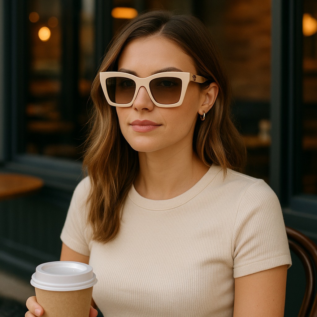 X17462 Off White Opaque-Shiny Gold Sunglasses