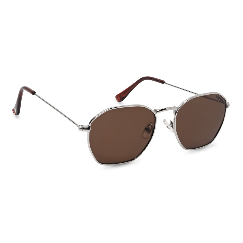 X17475 Shiny Silver-Crystal Brown Sunglasses