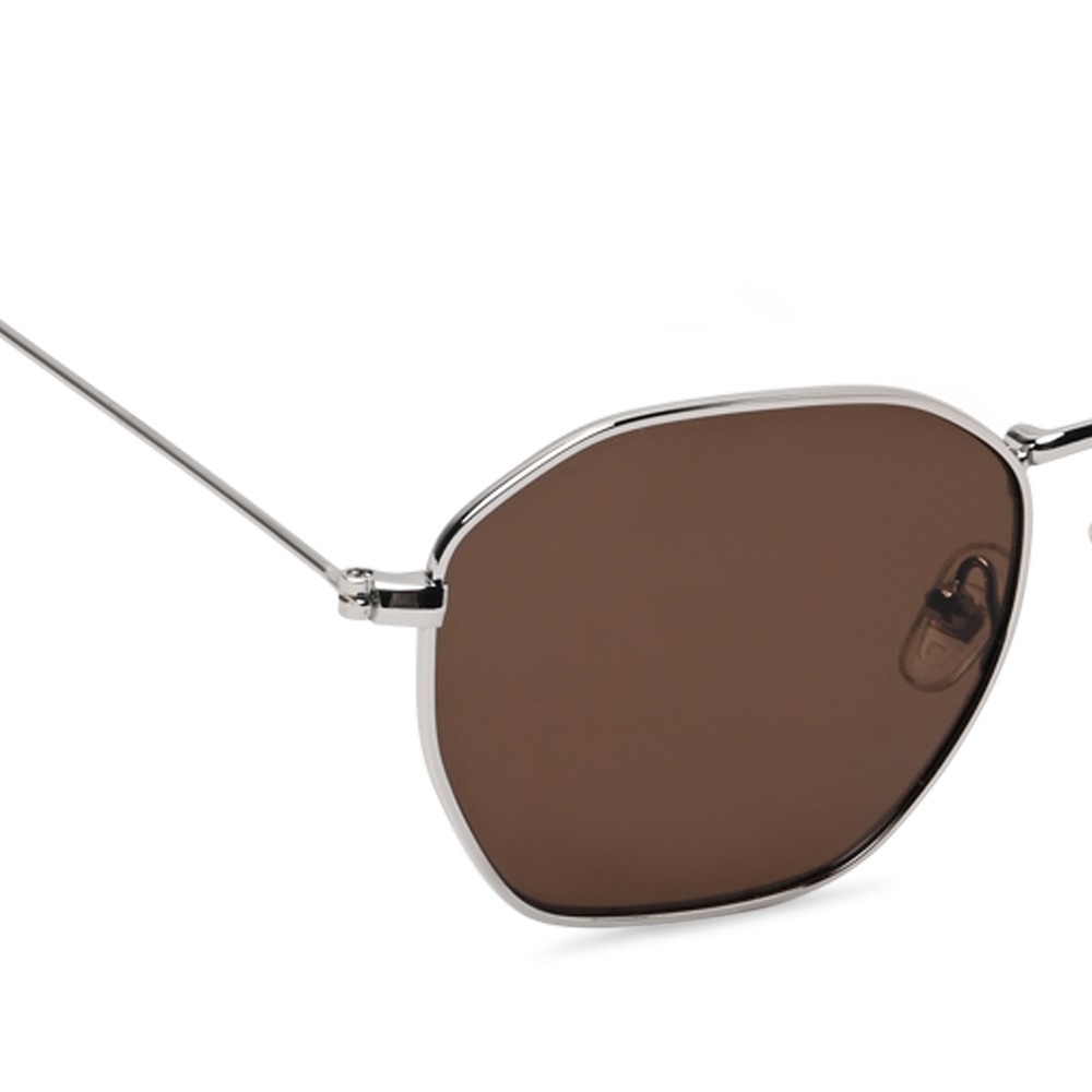 X17475 Shiny Silver-Crystal Brown Sunglasses