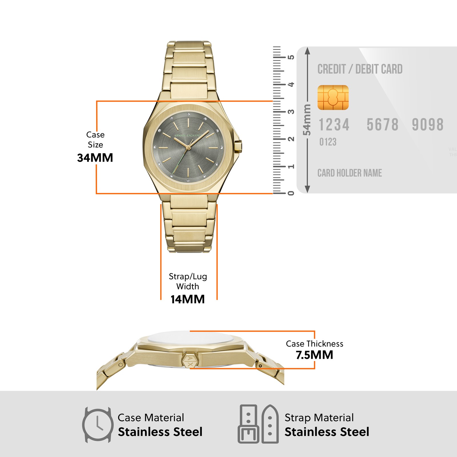 Armani Exchange Gold Watch AX4614