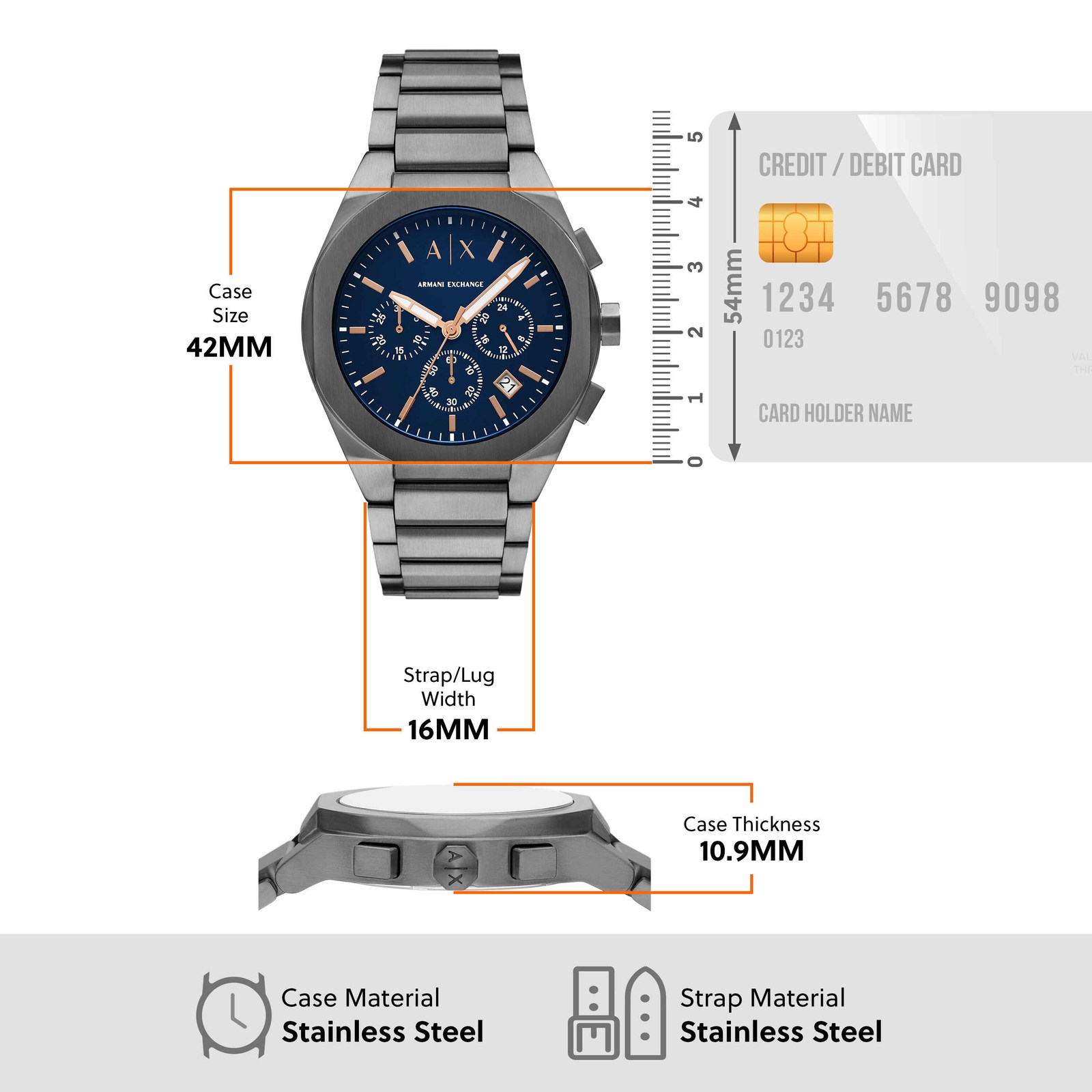 Armani Exchange Gun-Metal Watch AX4182