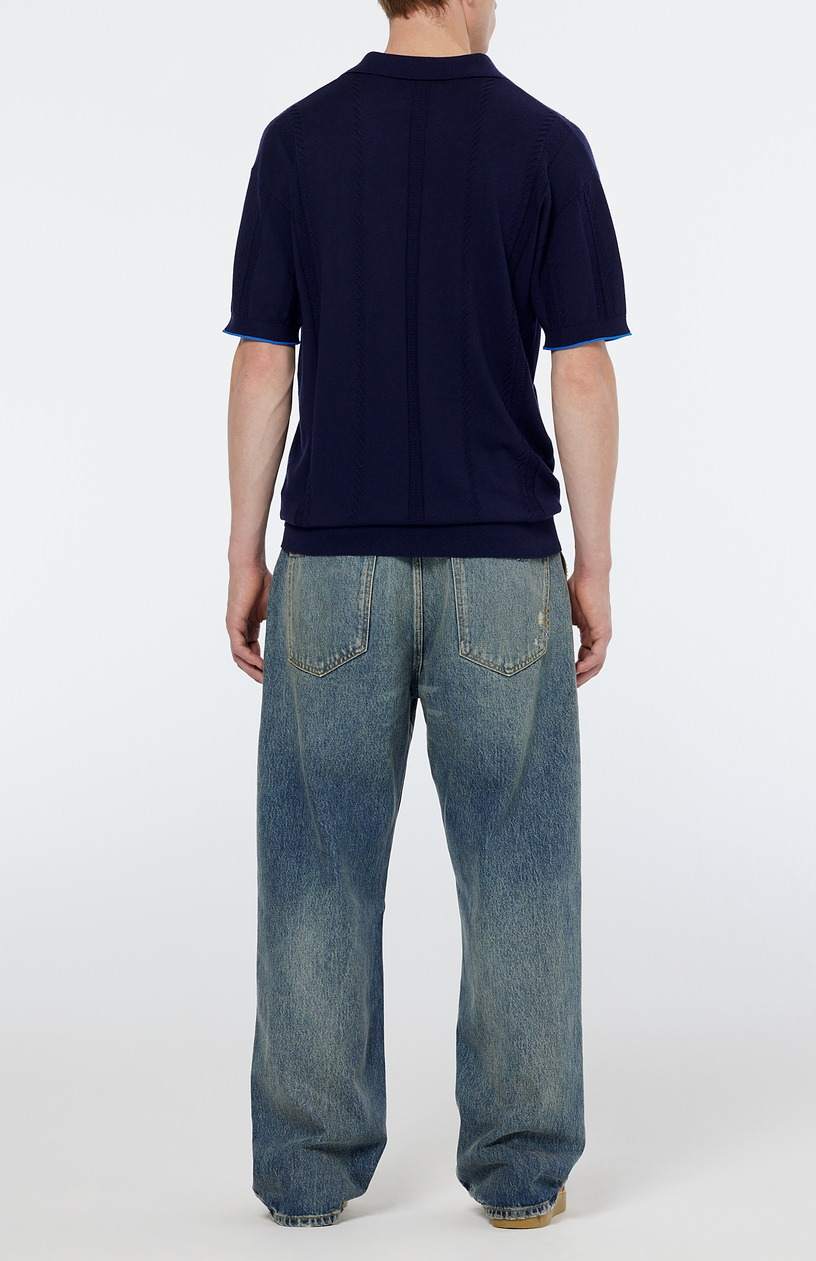 KNITTED V-NECK RELAXED FIT POLO