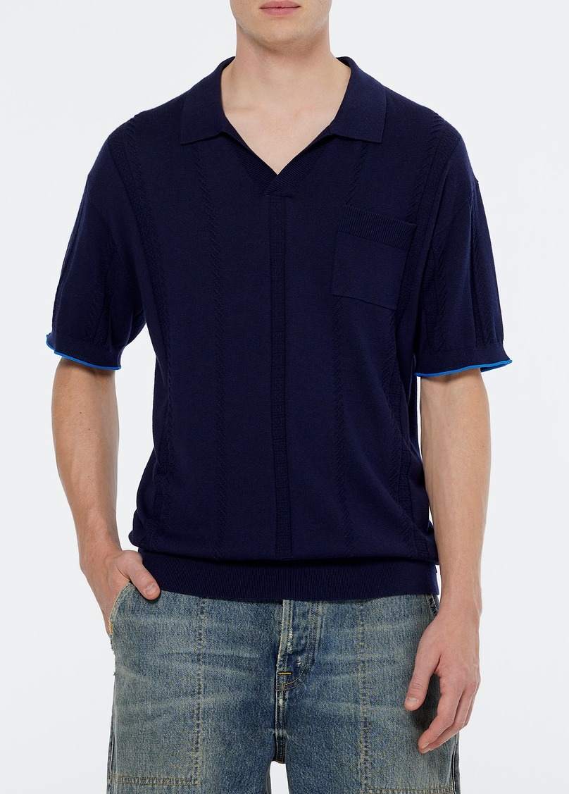 KNITTED V-NECK RELAXED FIT POLO