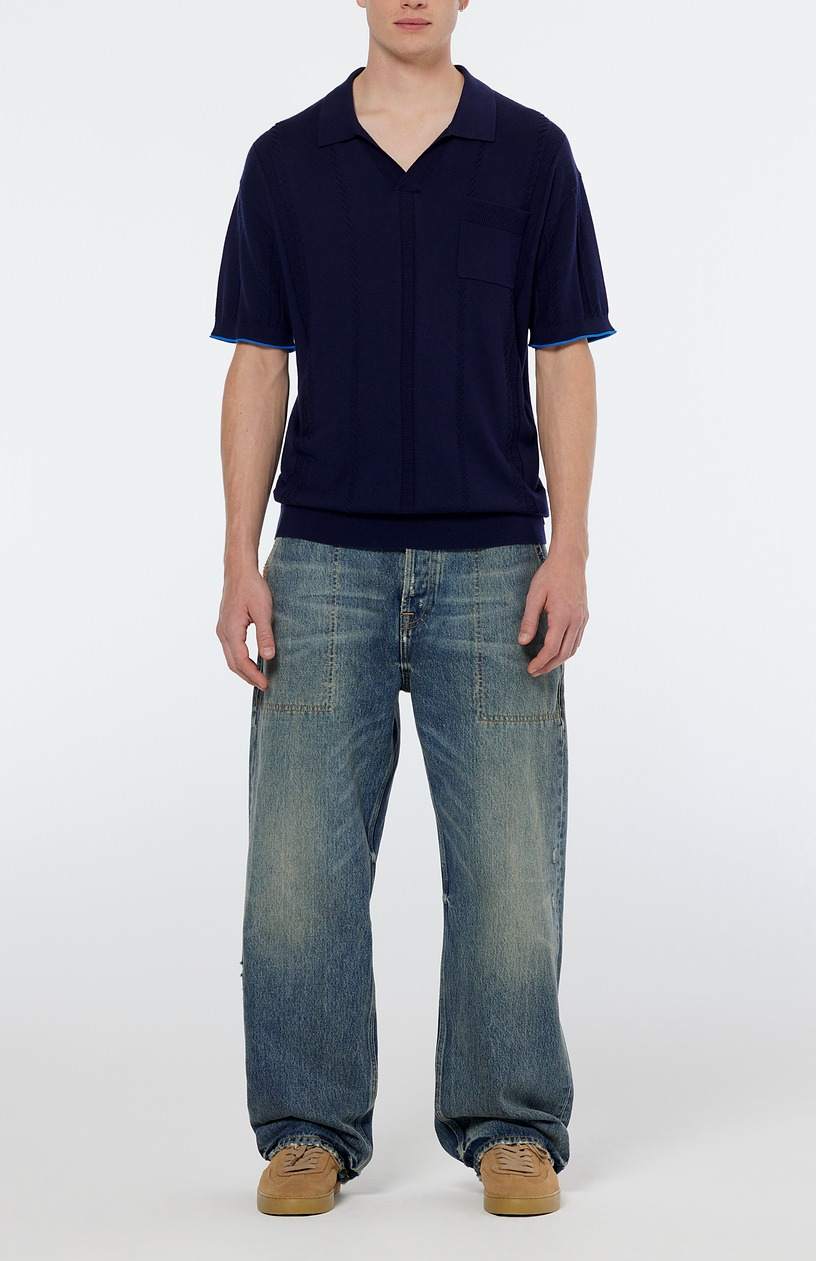 KNITTED V-NECK RELAXED FIT POLO