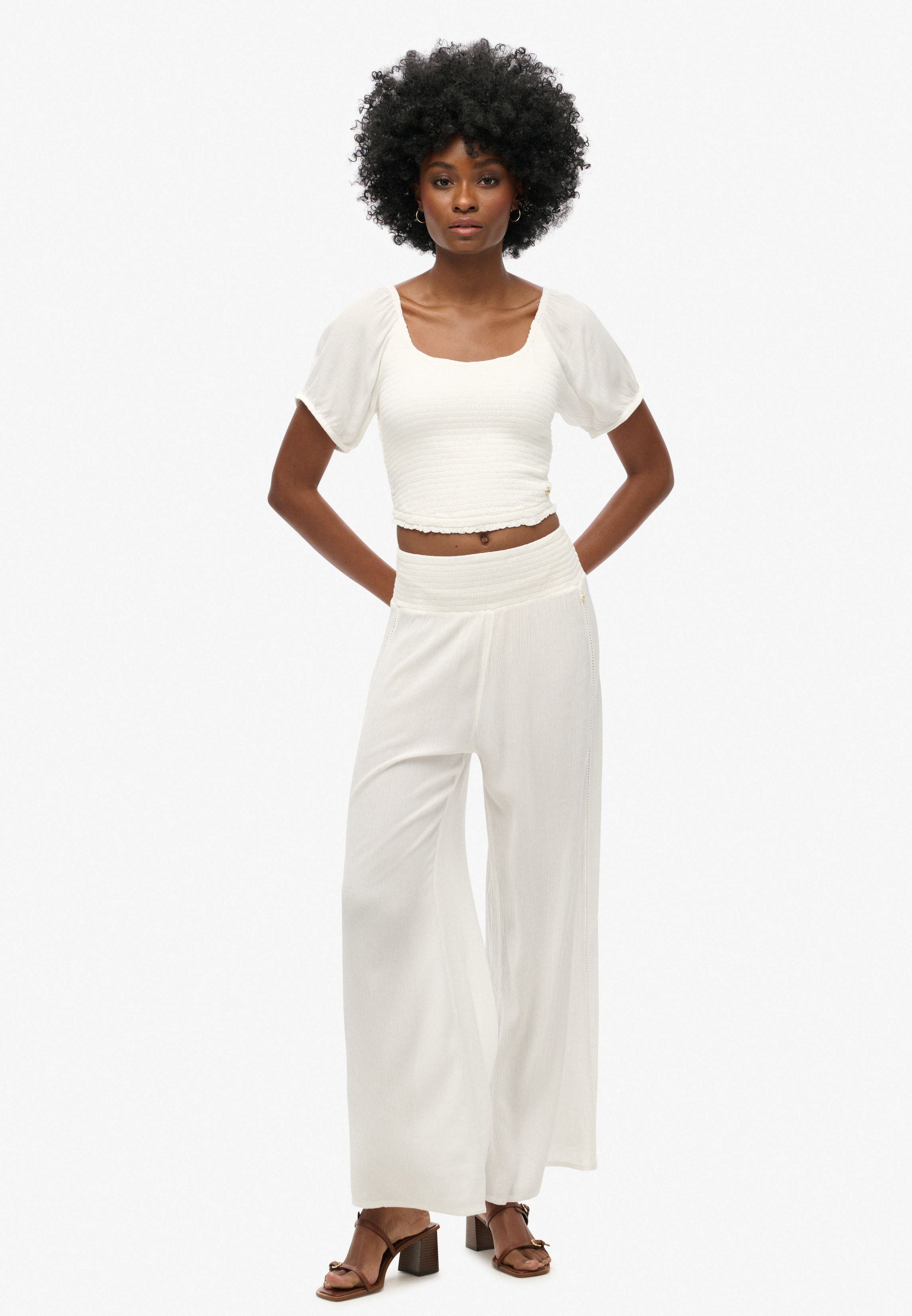 SS SMOCKED WOVEN TOP