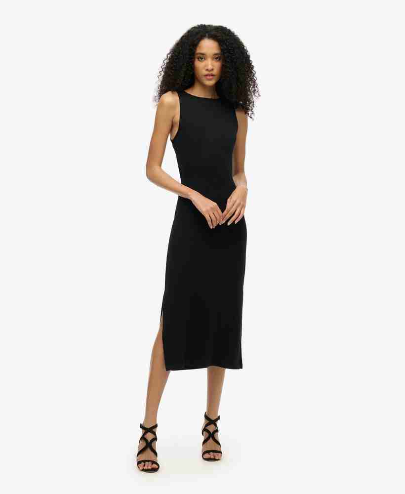 JERSEY TWIST BACK MIDI DRESS