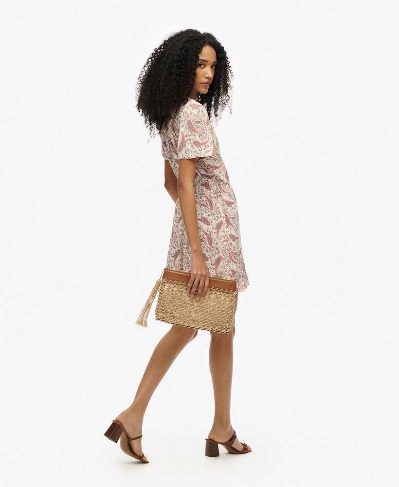 SS PRINTED MINI WRAP DRESS