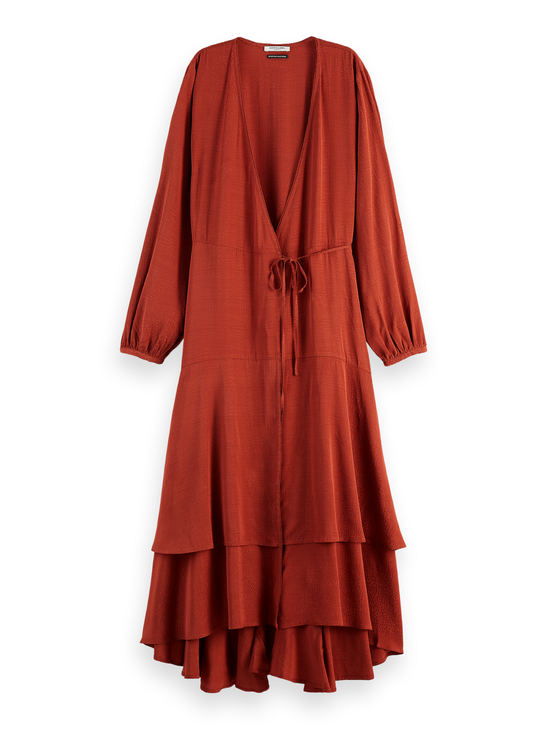 VISCOSE JACQUARD MIDI WRAP DRESS