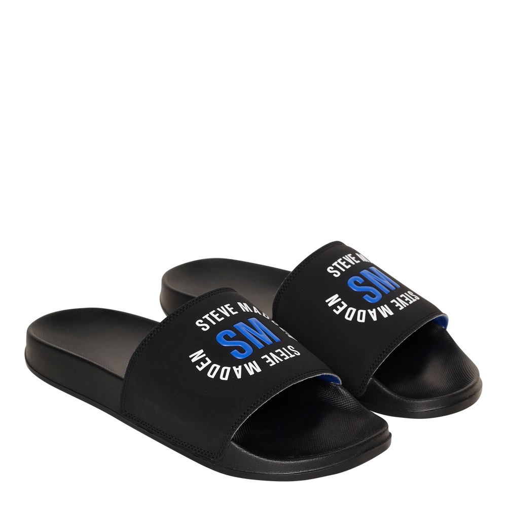 SM-1587 BLACK/BLUE/BLACK POOL SLIDERS