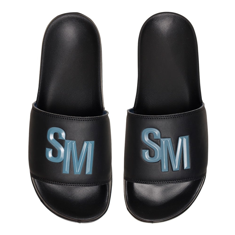 SM-1589 BLACK/BLUE SLATE POOL SLIDERS
