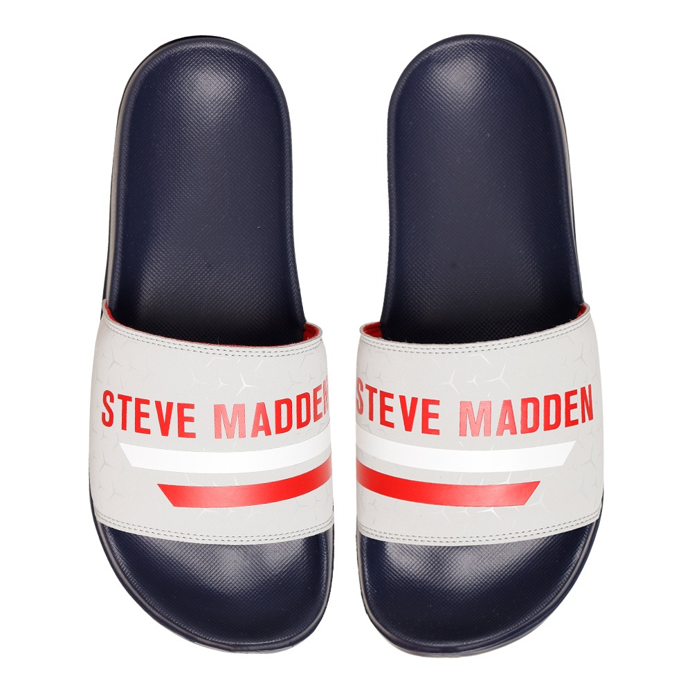 SM-1593 GREY/NAVY POOL SLIDERS