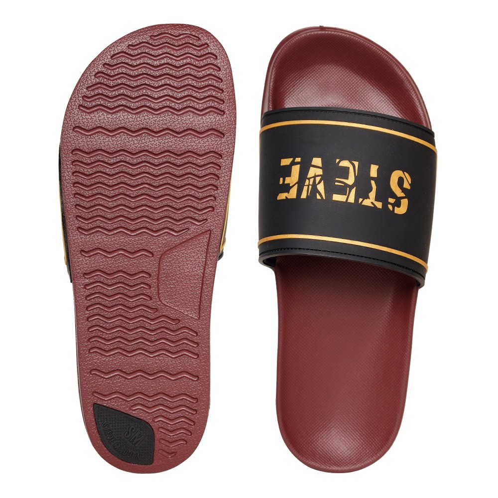 SM-1594 BLACK/MAROON POOL SLIDERS