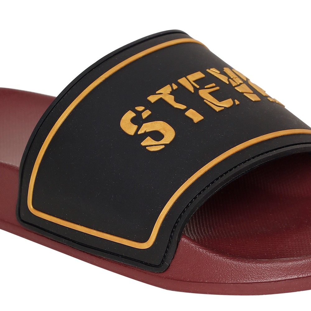 SM-1594 BLACK/MAROON POOL SLIDERS