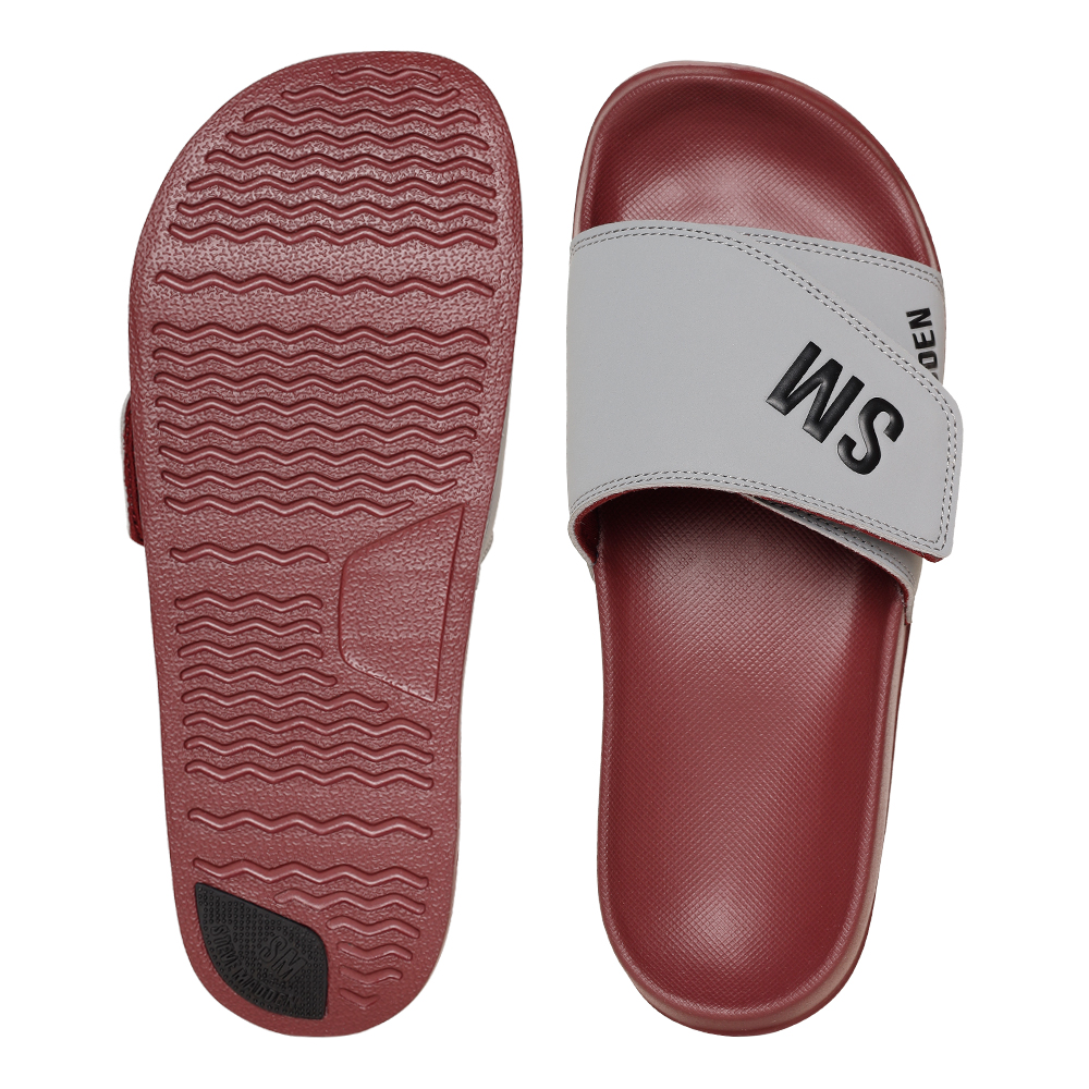SM-1596 GREY/MAROON POOL SLIDERS