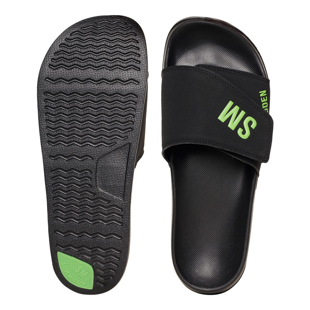 SM-1596 BLACK/LIME POOL SLIDERS