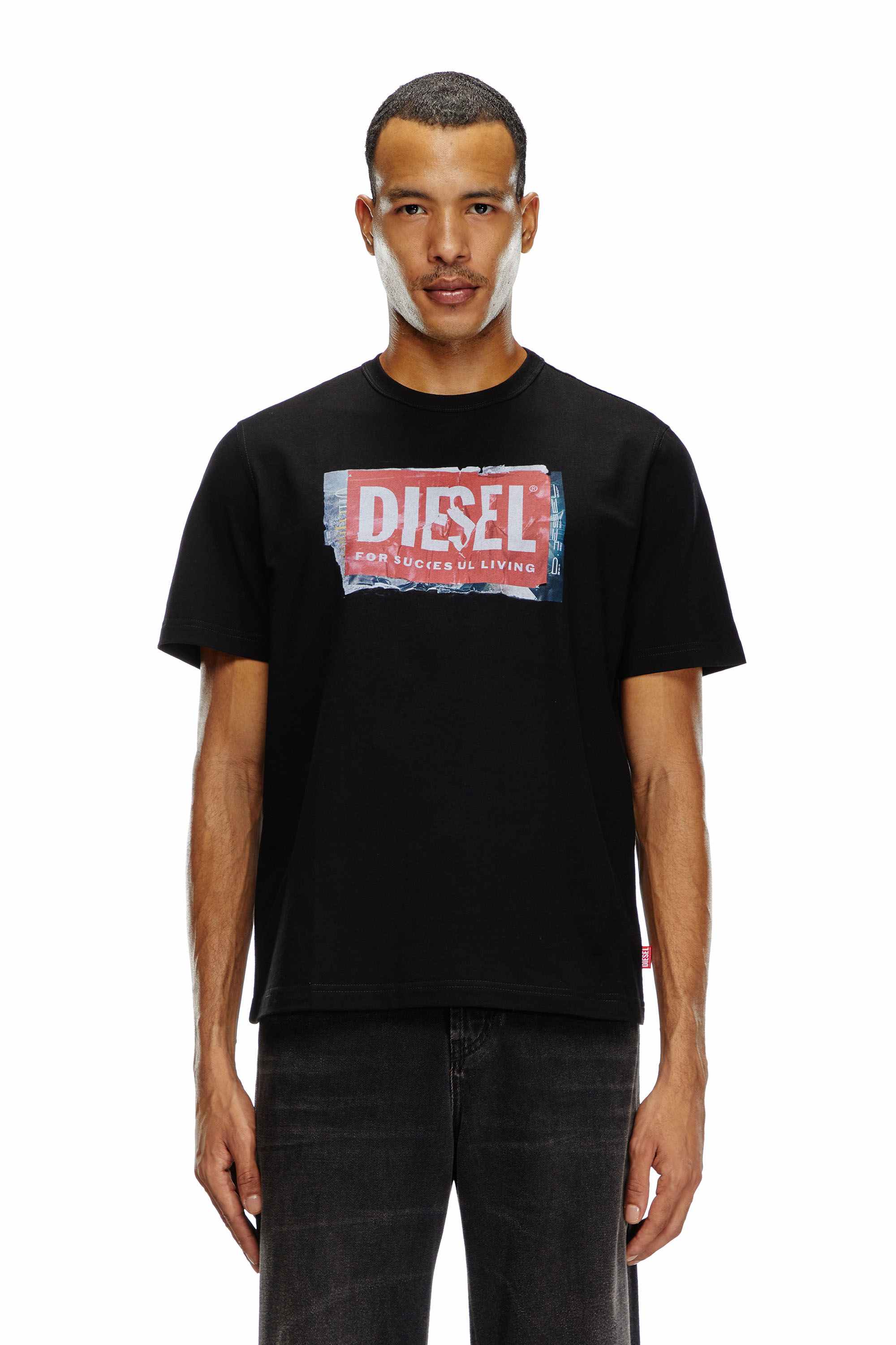 Multicolor T-shirt with crumpled-effect logo