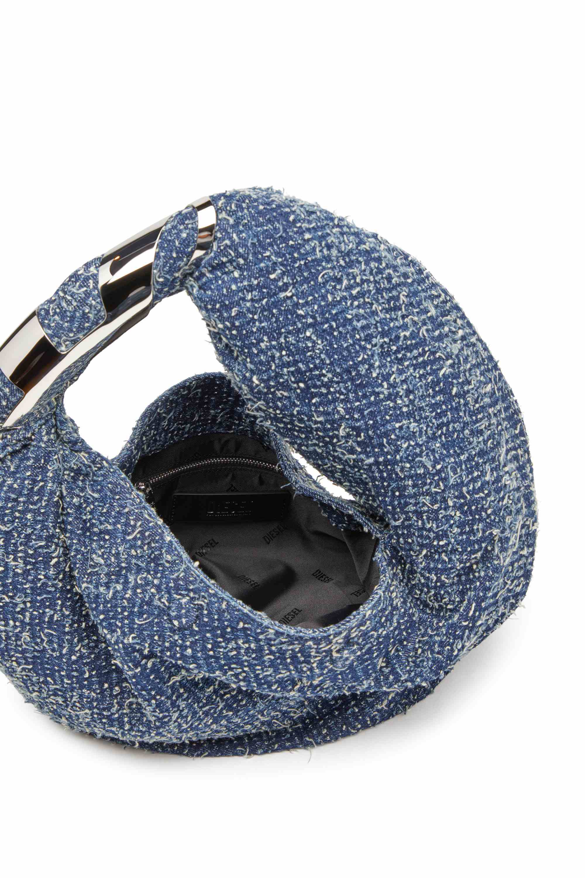 Blue Grab-D S-Hobo bag in bouclé denim