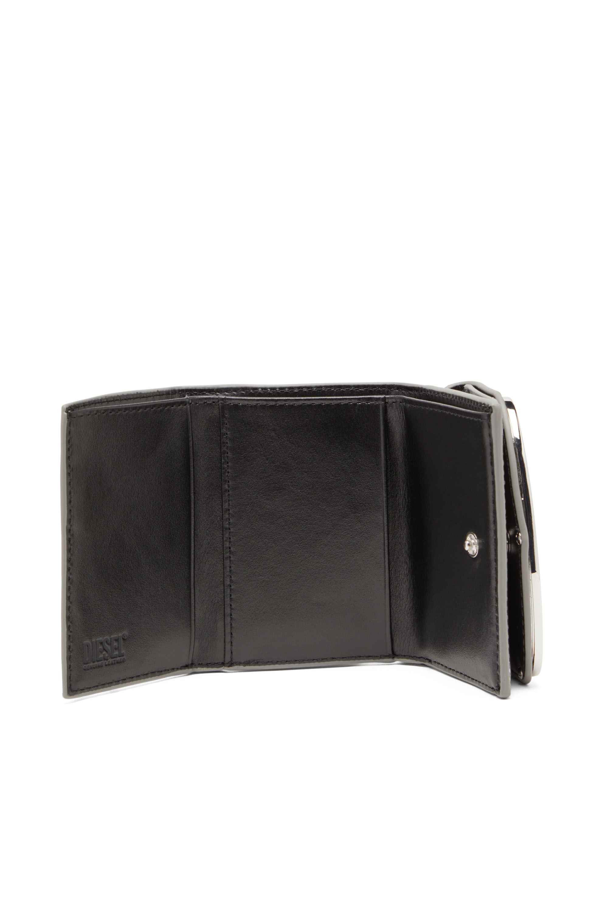 Silver Tri-fold wallet in mirrored leather