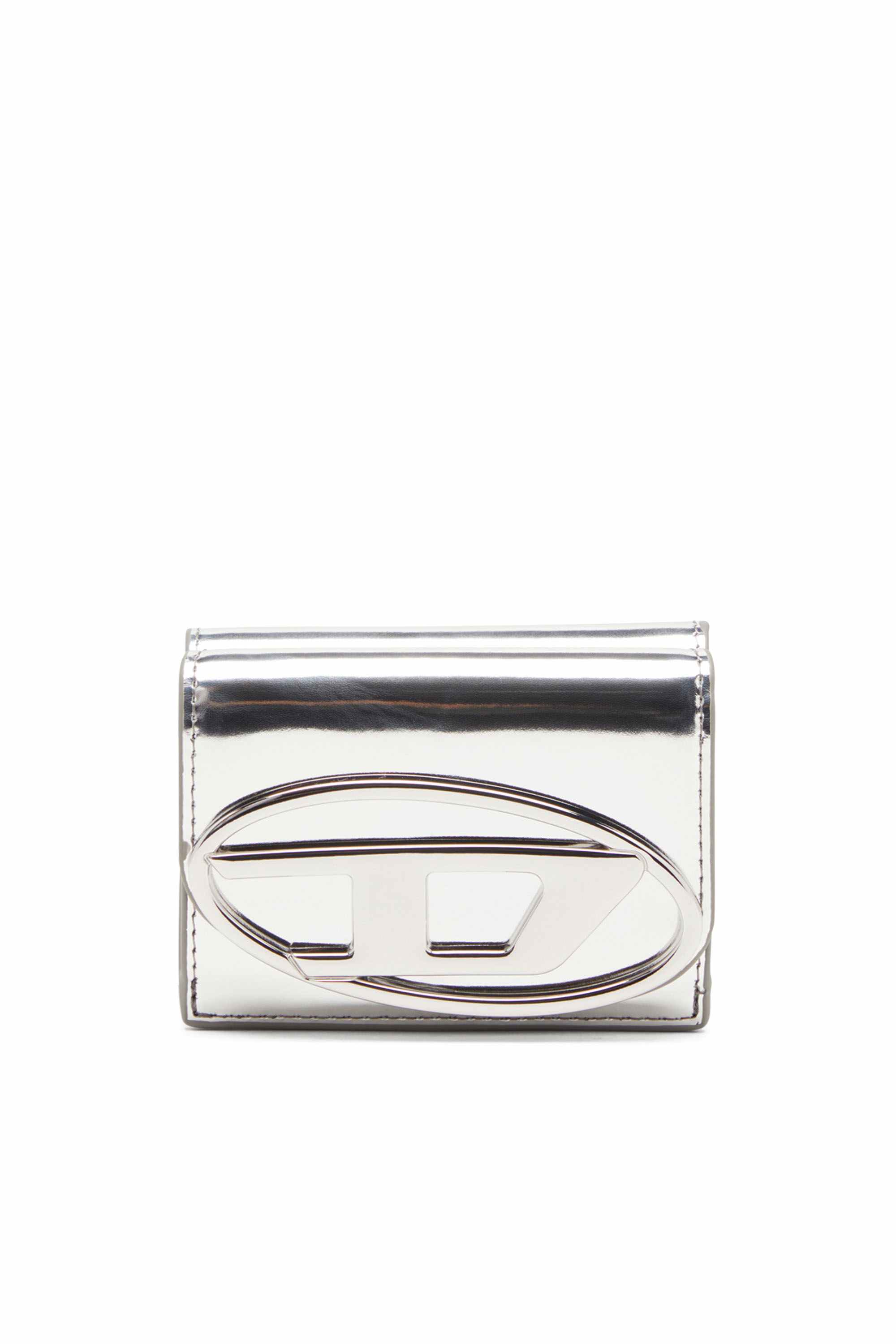 Silver Tri-fold wallet in mirrored leather