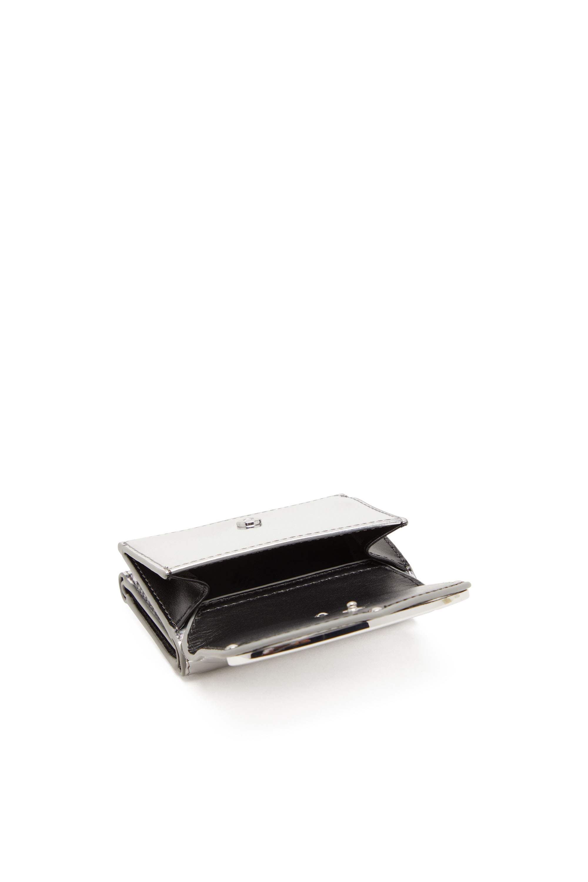 Silver Tri-fold wallet in mirrored leather