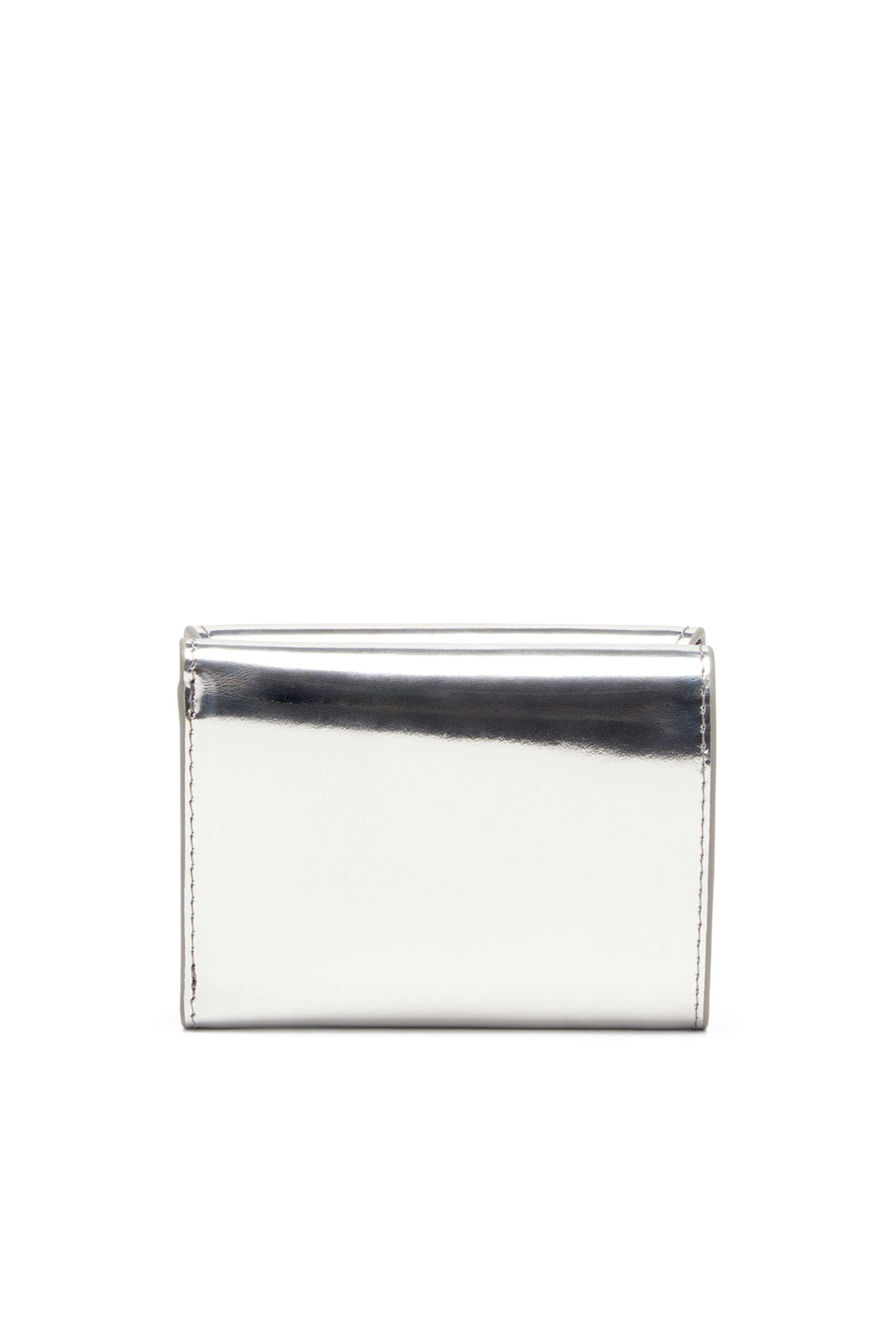 Silver Tri-fold wallet in mirrored leather