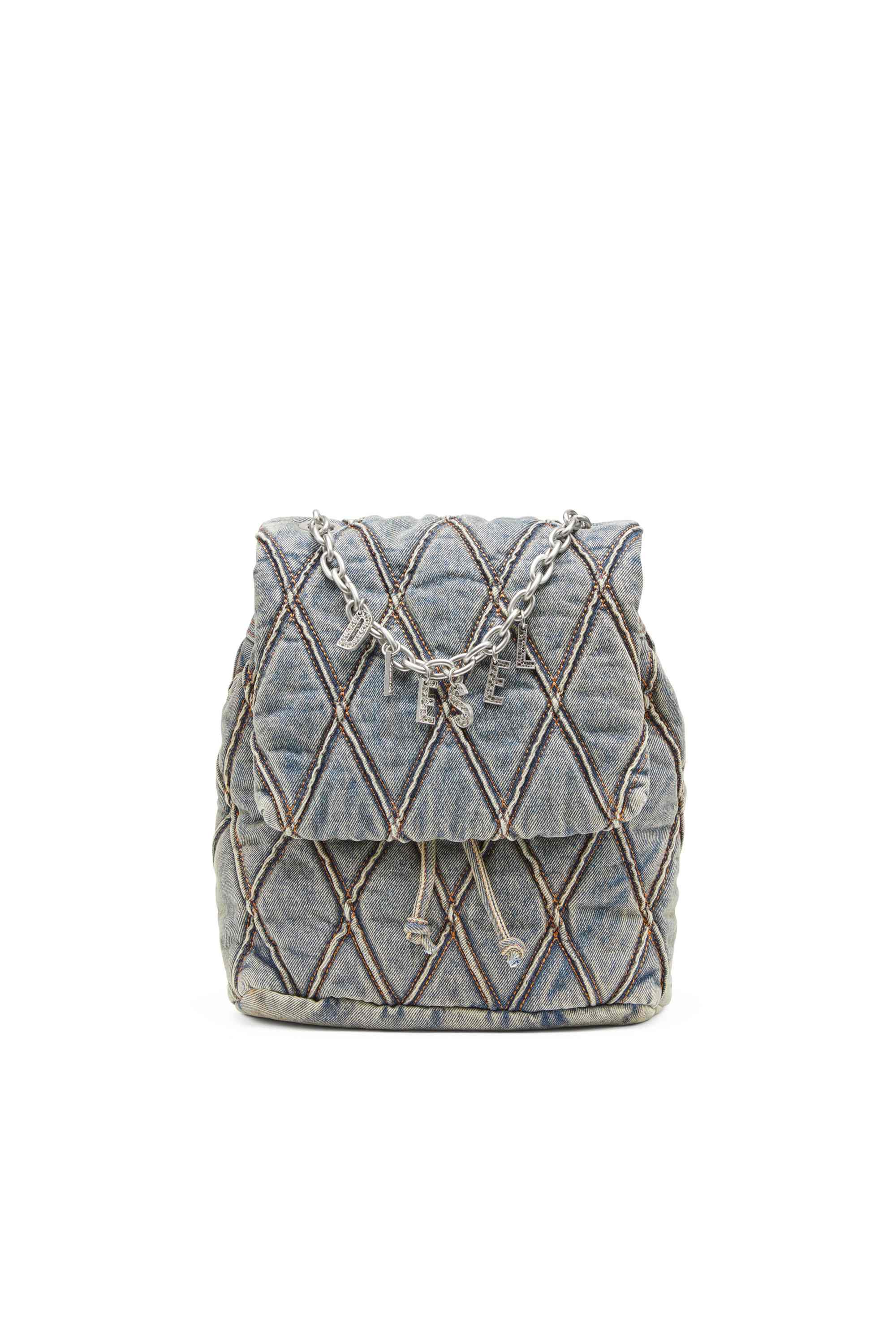 Blue Charm-D S-Backpack in Argyle quilted denim