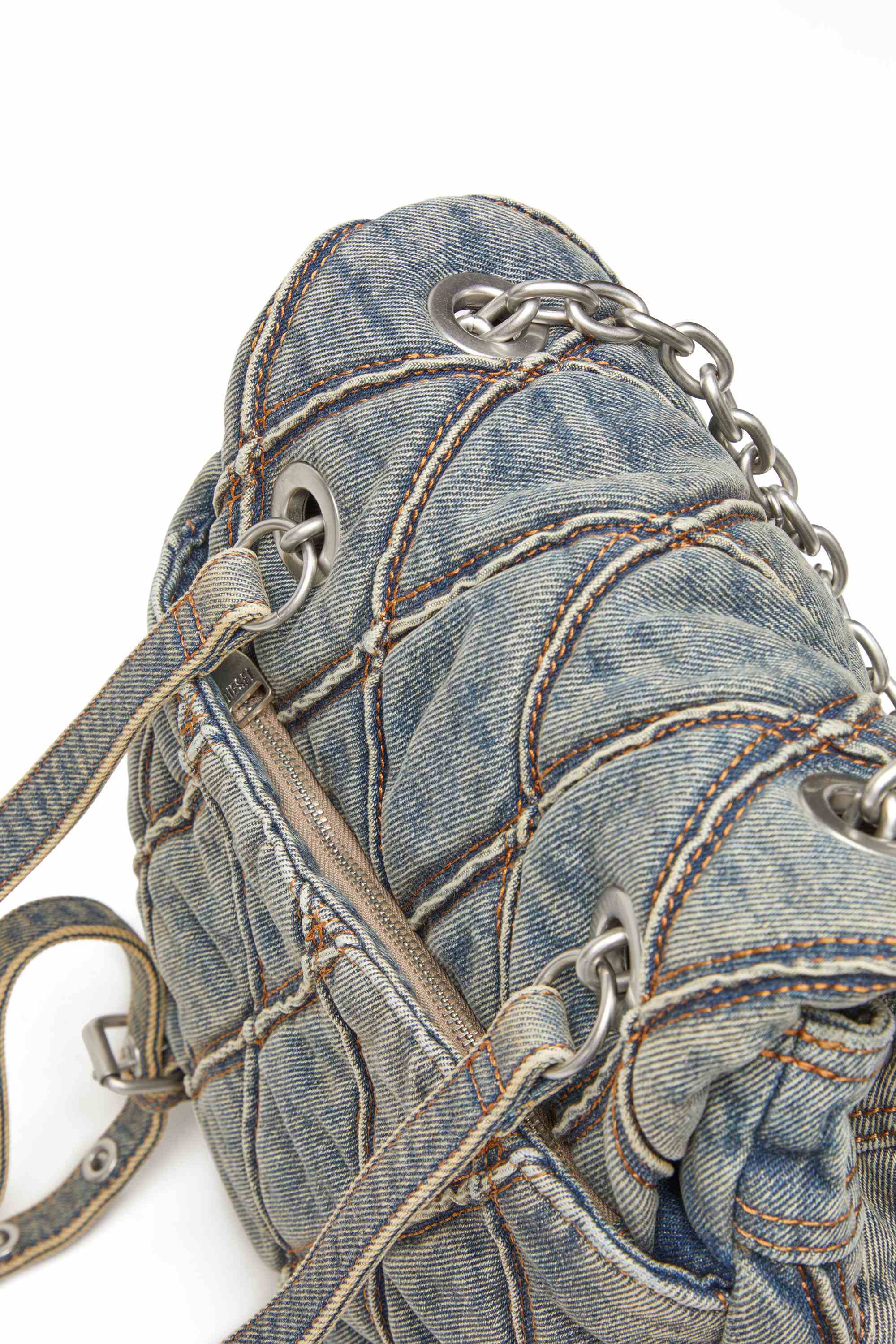 Blue Charm-D S-Backpack in Argyle quilted denim