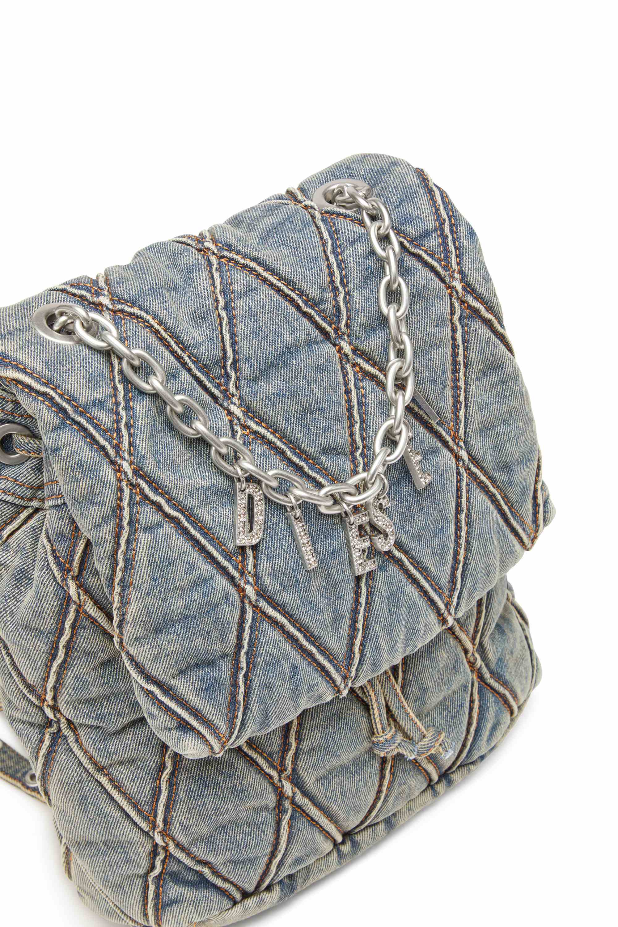 Blue Charm-D S-Backpack in Argyle quilted denim