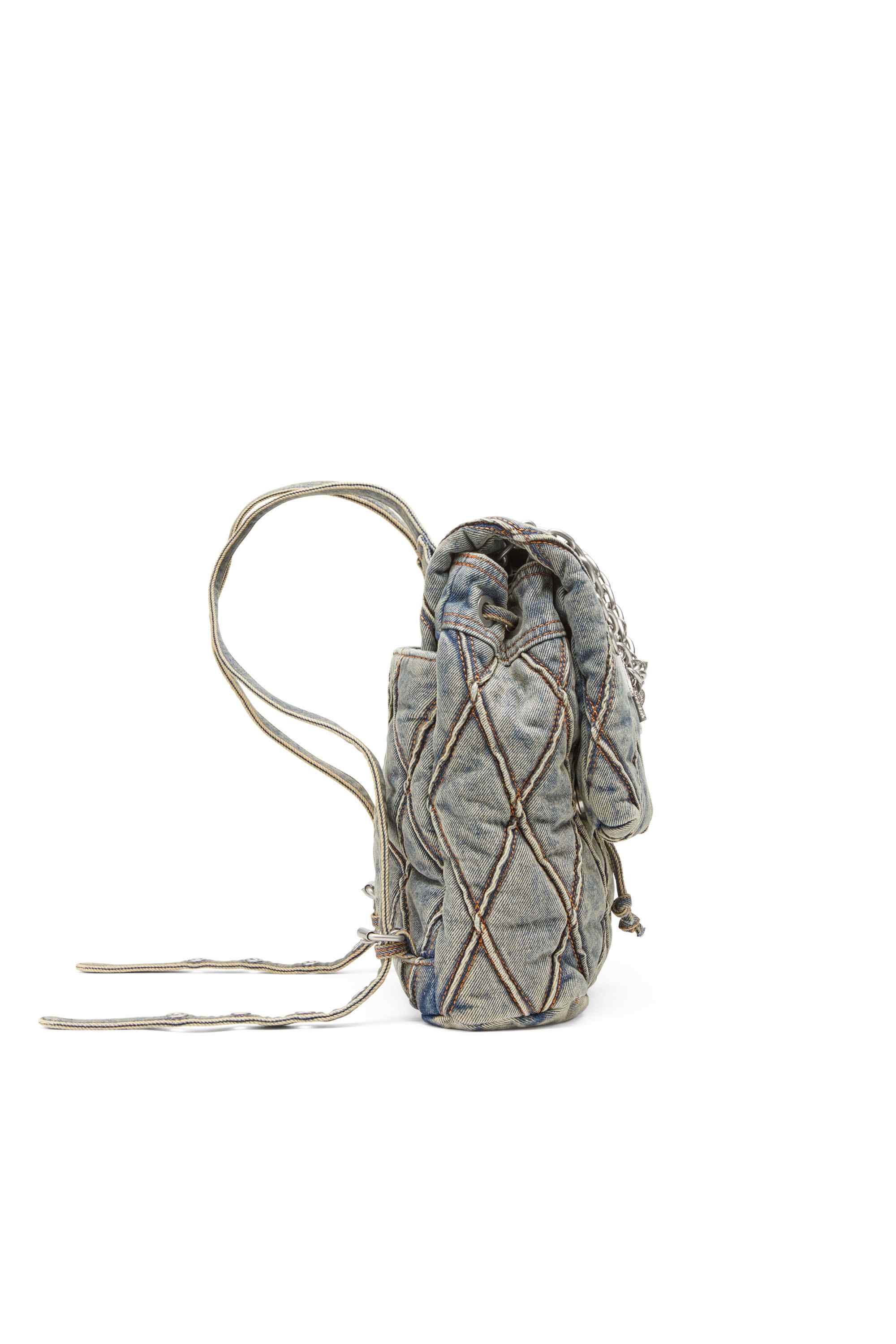Blue Charm-D S-Backpack in Argyle quilted denim