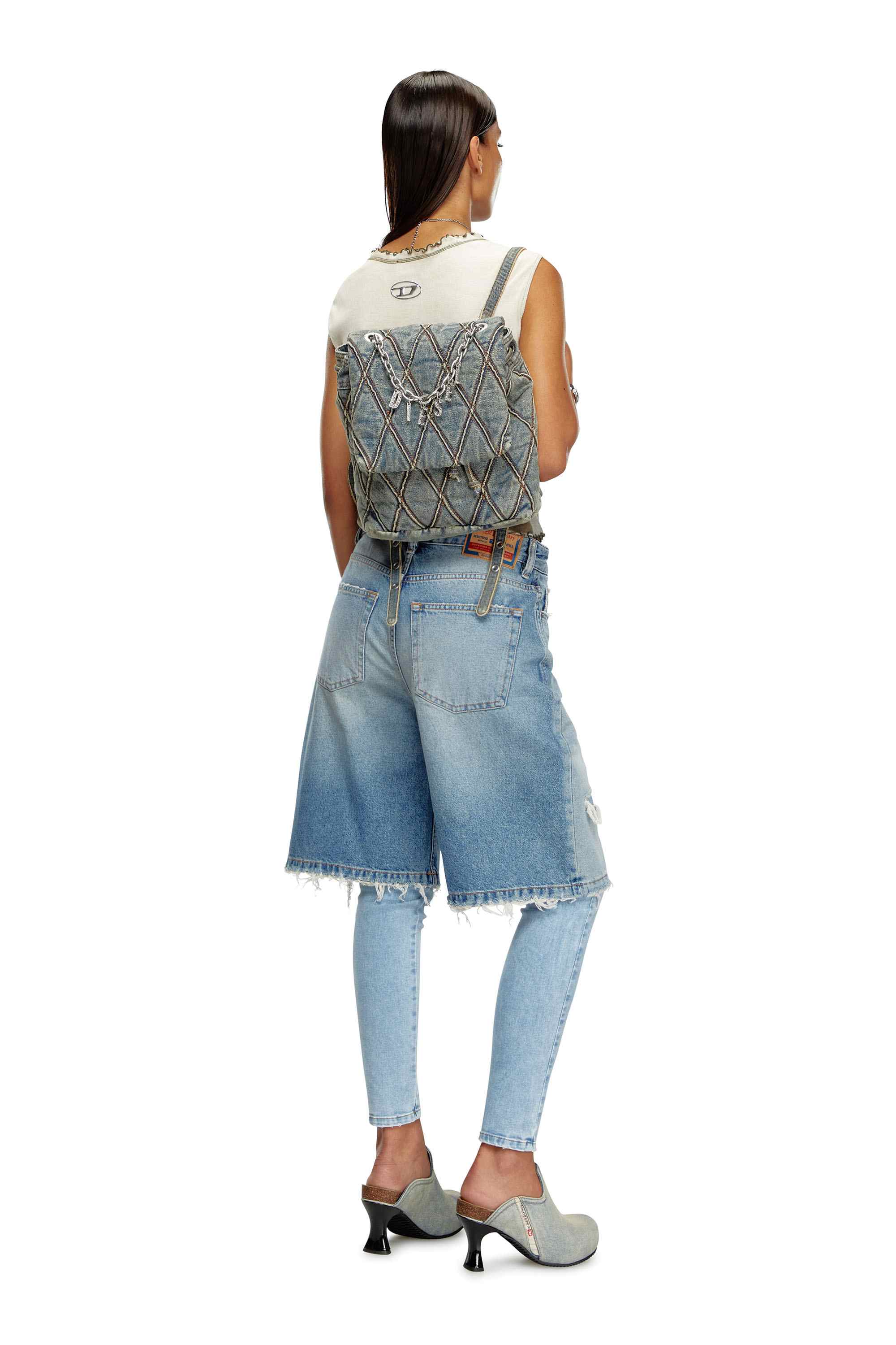 Blue Charm-D S-Backpack in Argyle quilted denim
