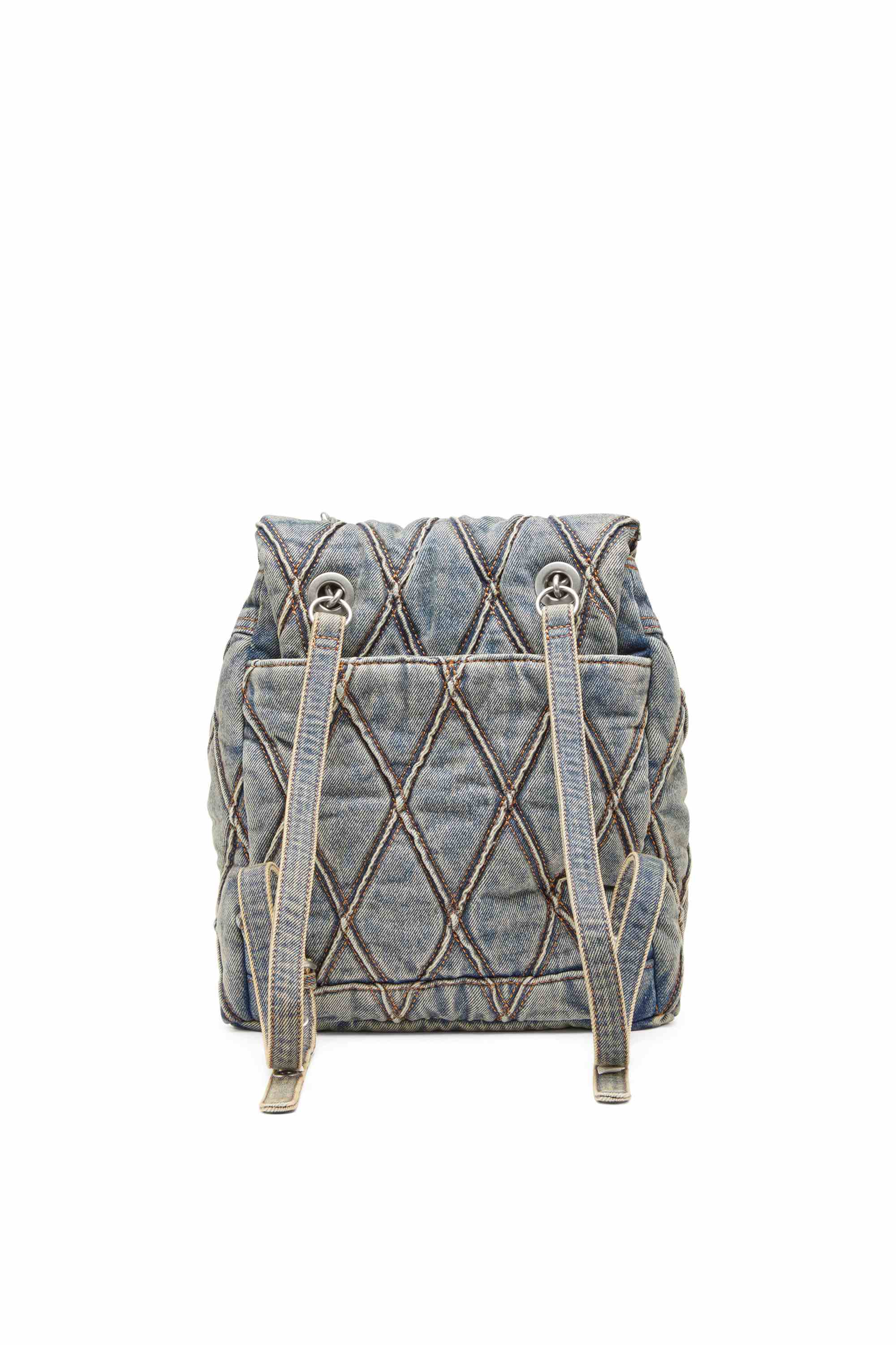 Blue Charm-D S-Backpack in Argyle quilted denim