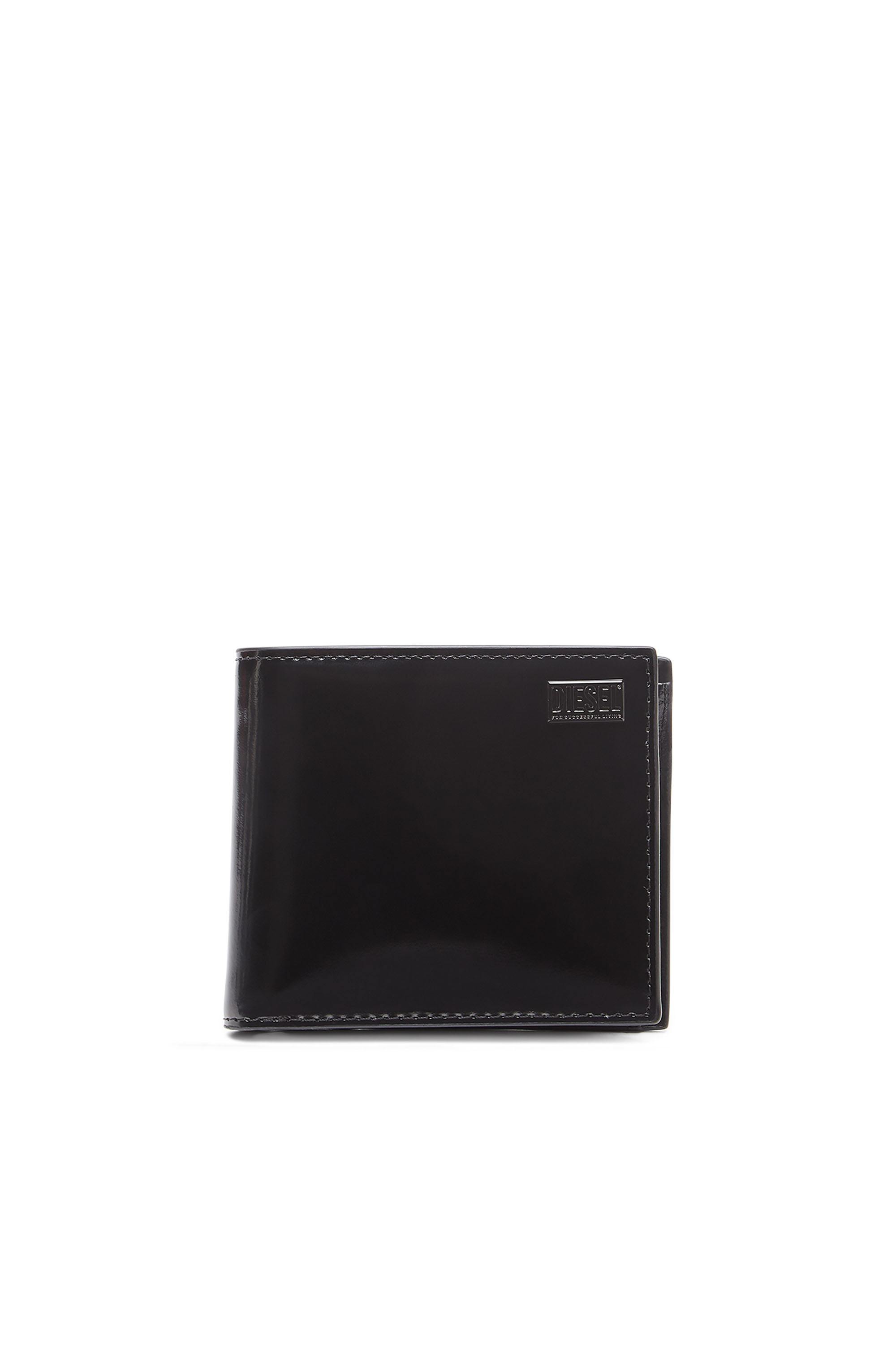 Black Bi-fold wallet in mirrored leather