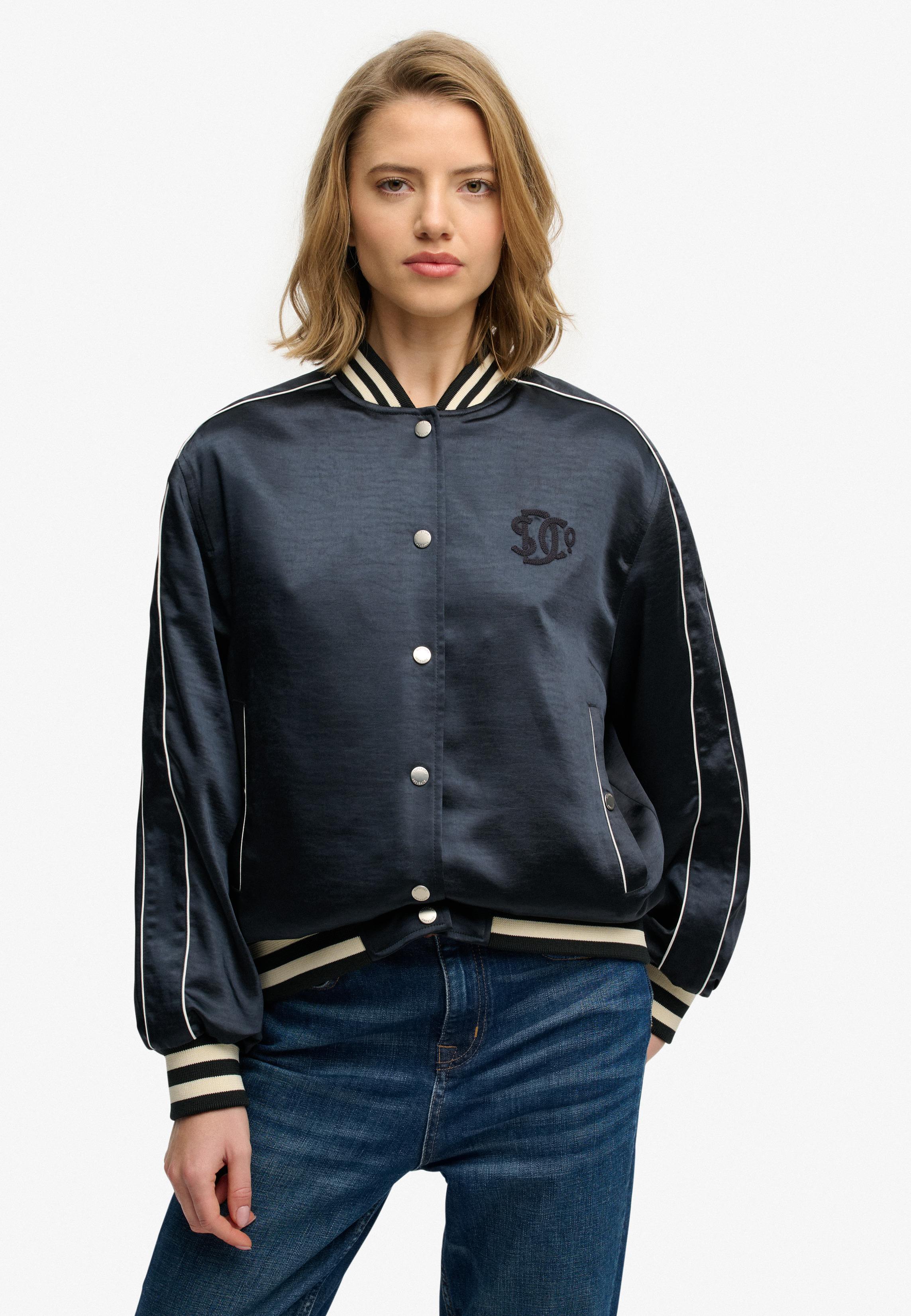 Varsity Satin Bomber Jacket