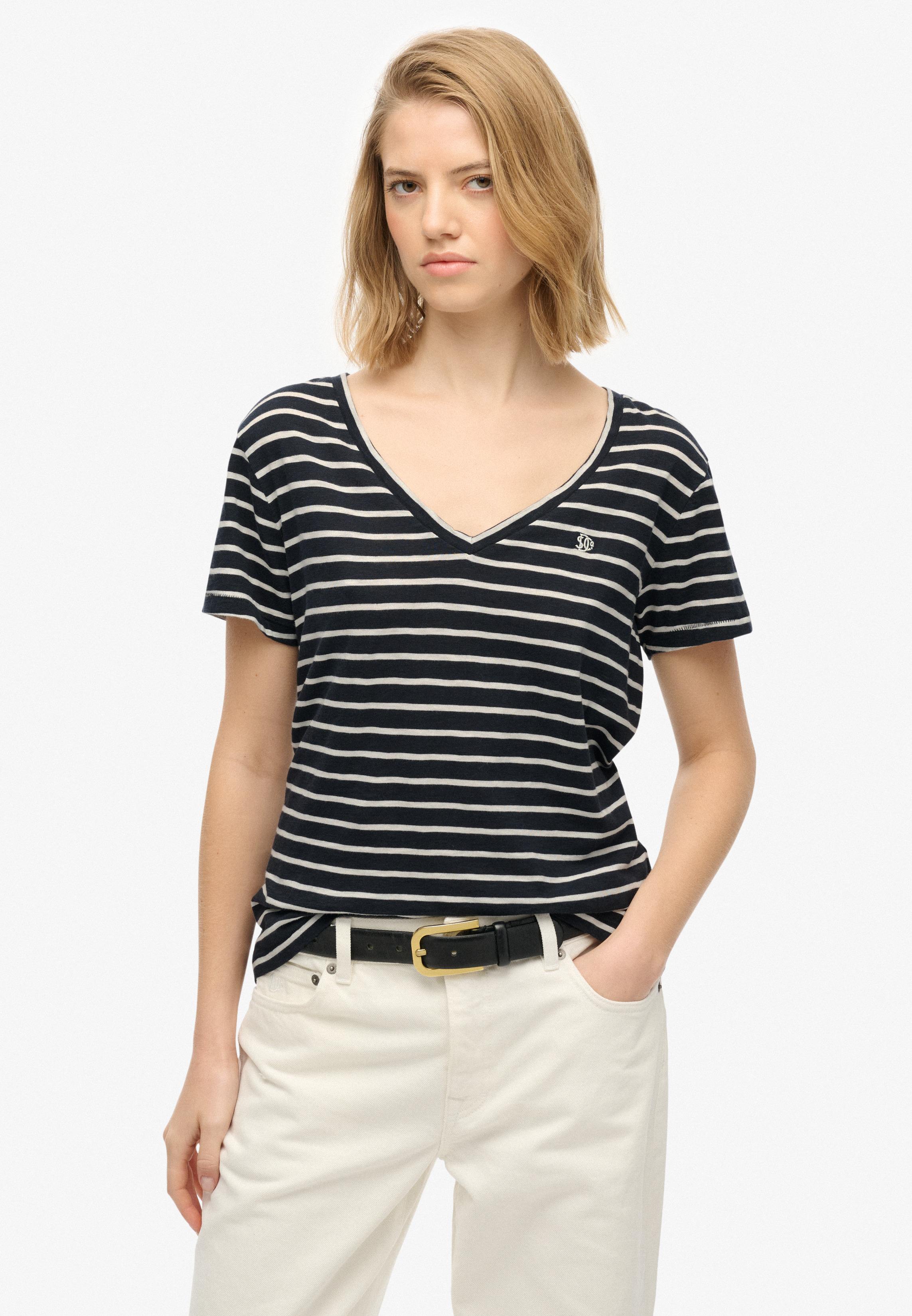 Studios Slub Emb Vee Tee