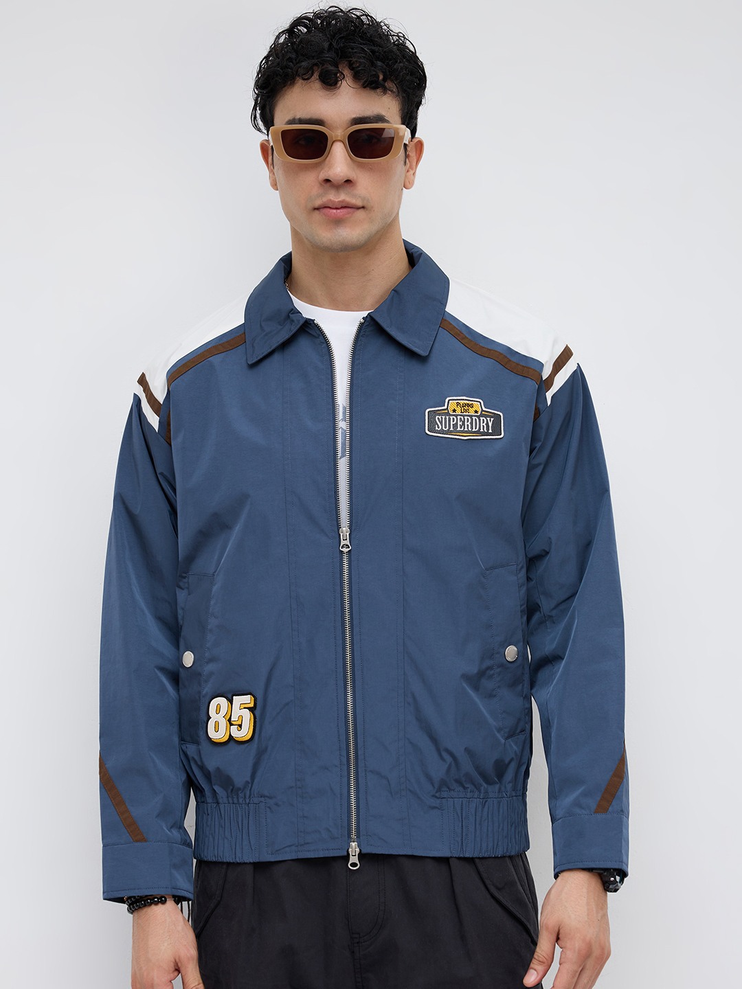 NYLON COLOR BLOCK FLIGHT JACKET