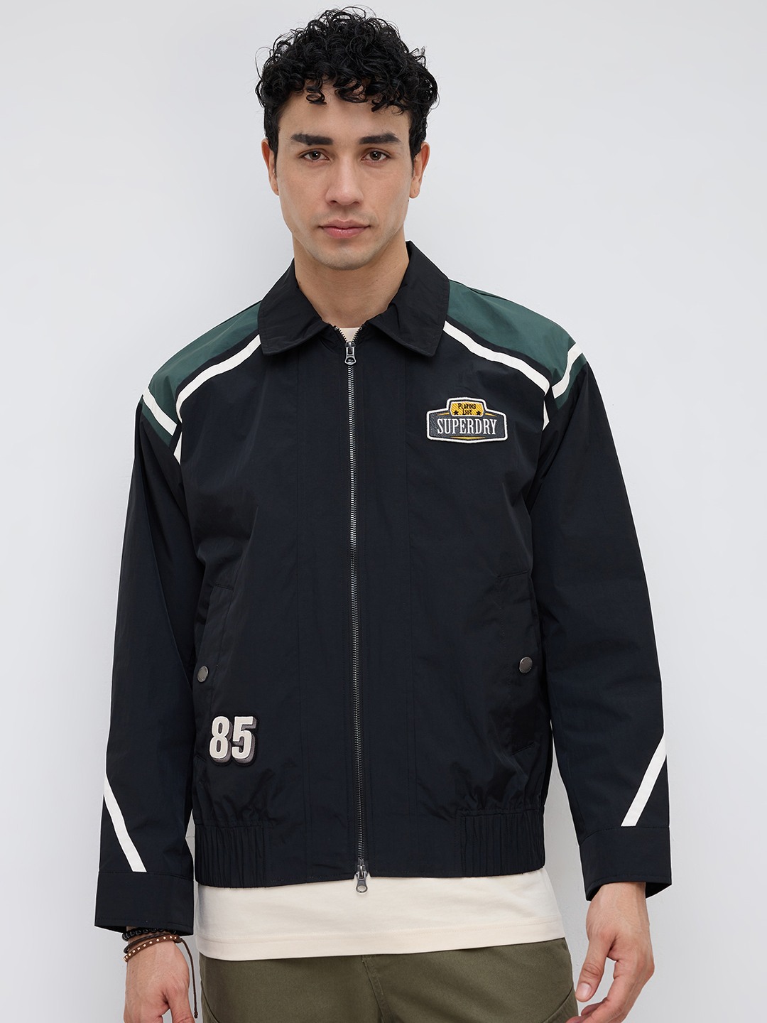 NYLON COLOR BLOCK FLIGHT JACKET