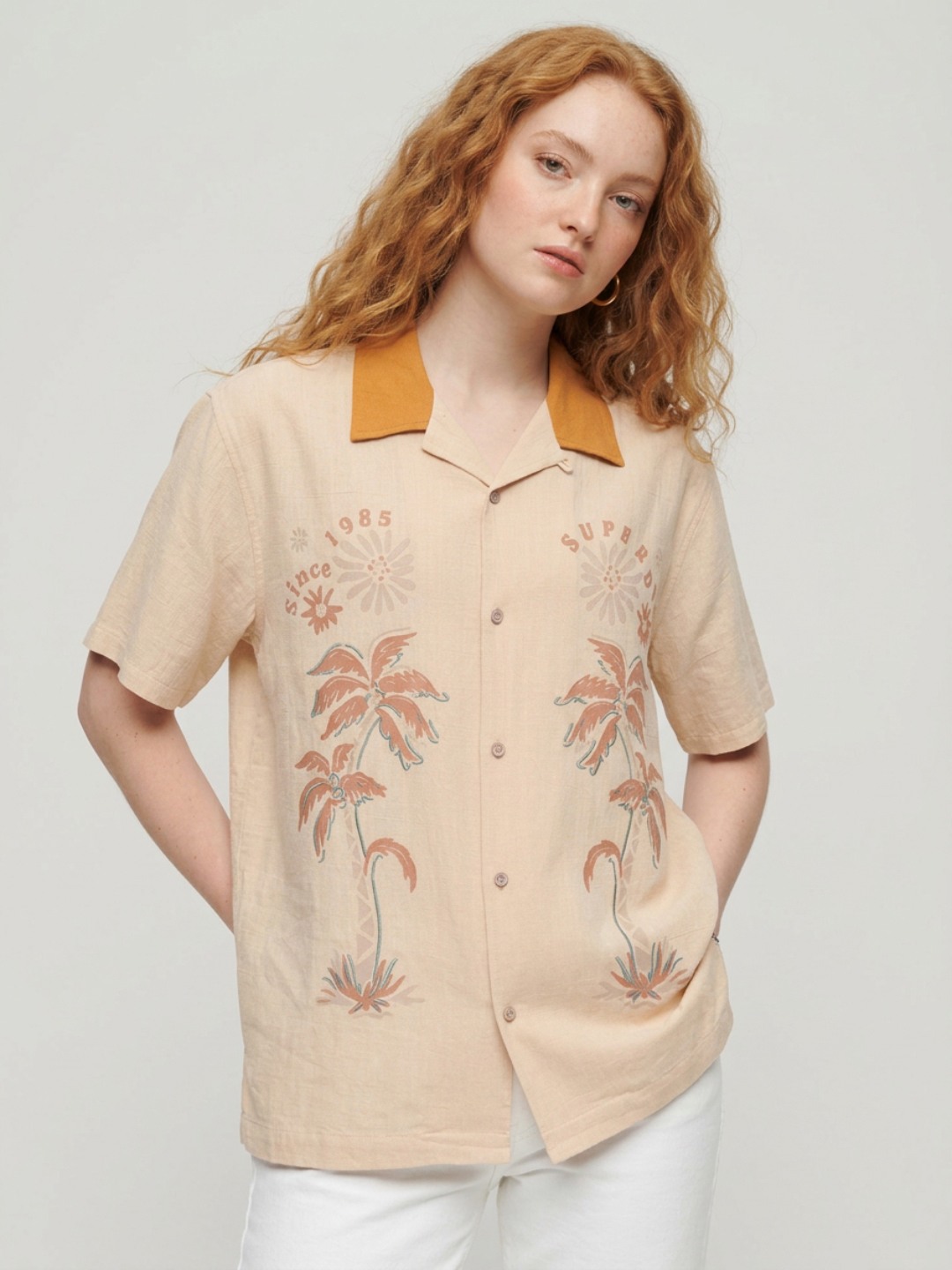 PALM TREE OPENCOLLAR PATTERN SHIRT