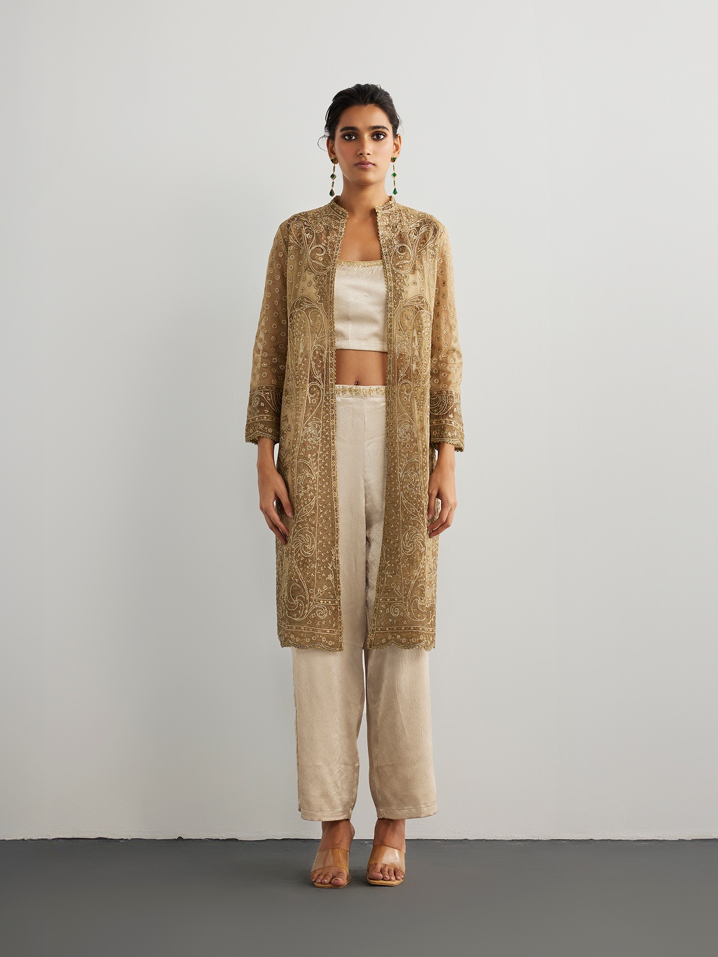 Dusty Beige Mehroz Jacket Set