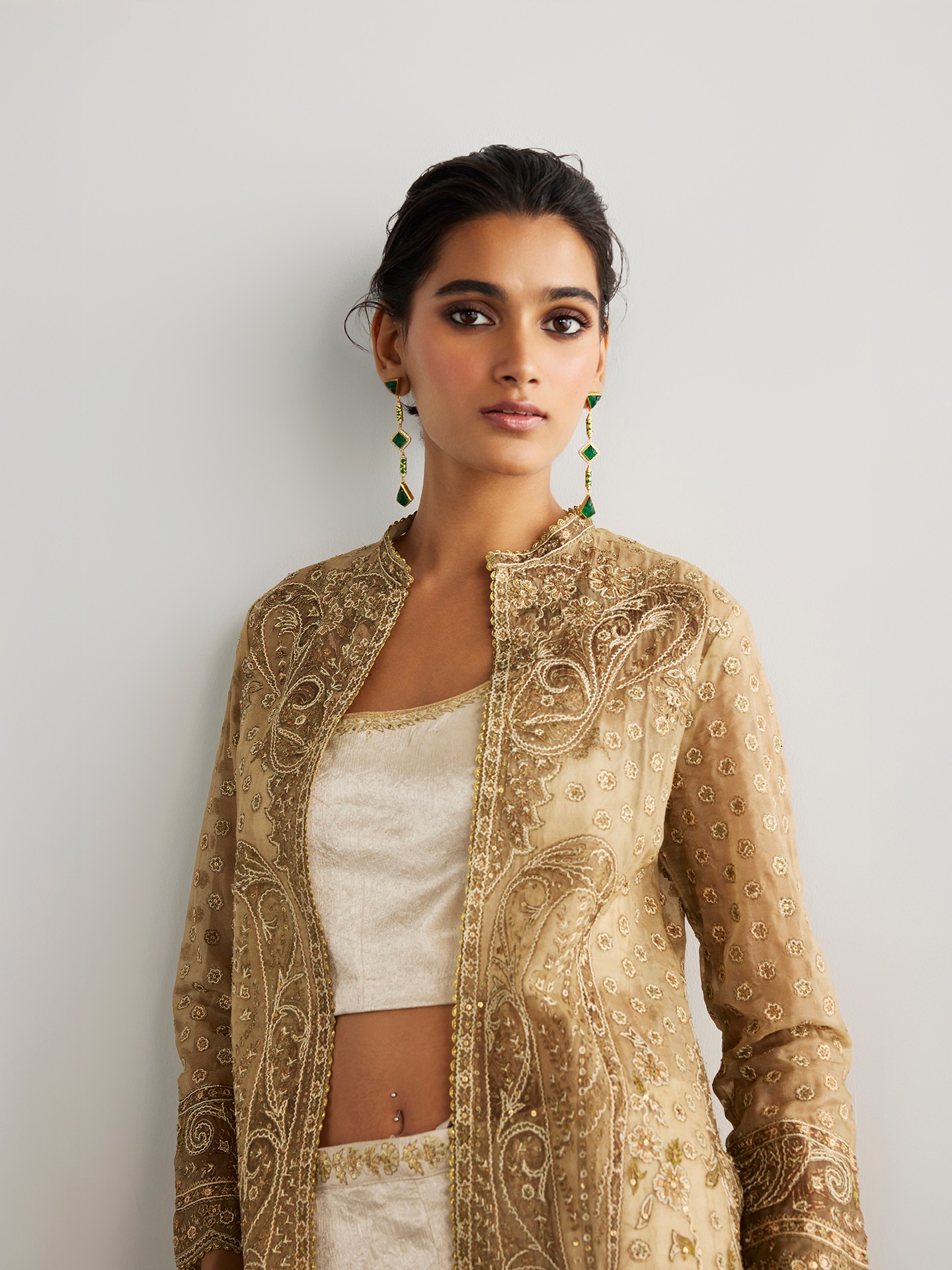 Dusty Beige Mehroz Jacket Set
