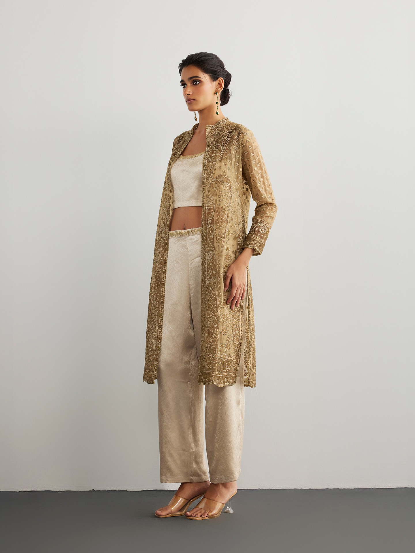Dusty Beige Mehroz Jacket Set