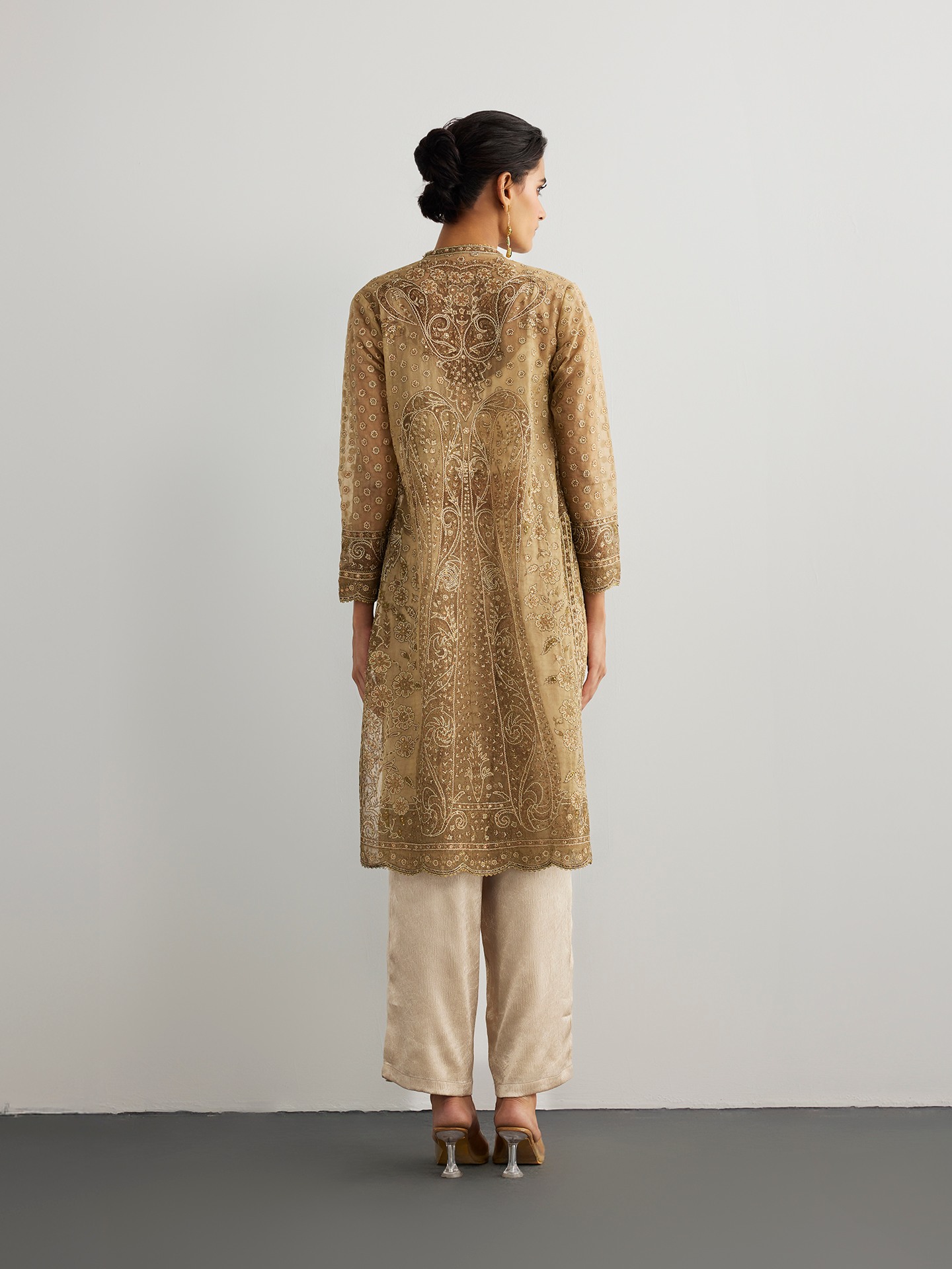 Dusty Beige Mehroz Jacket Set