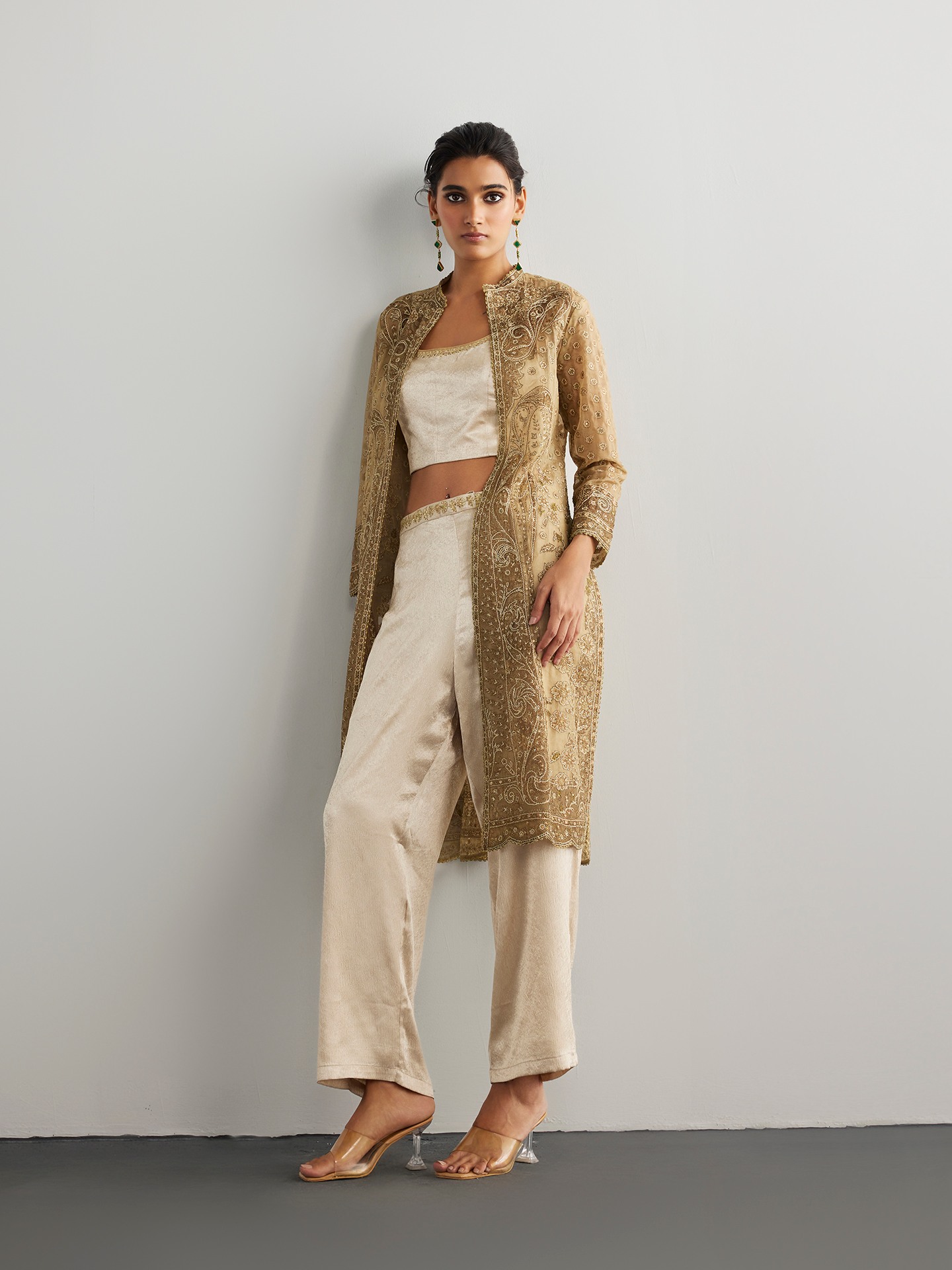 Dusty Beige Mehroz Jacket Set