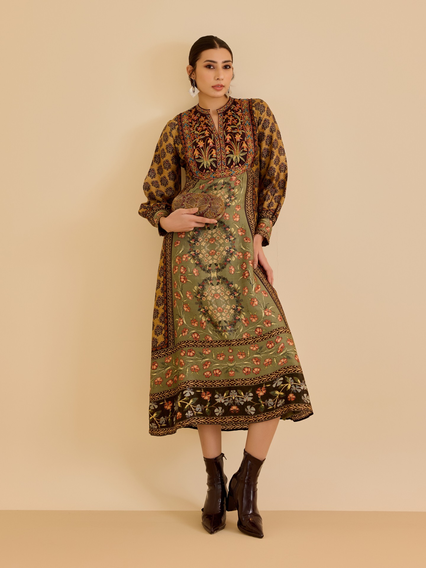 Khaki Black Albina Dress