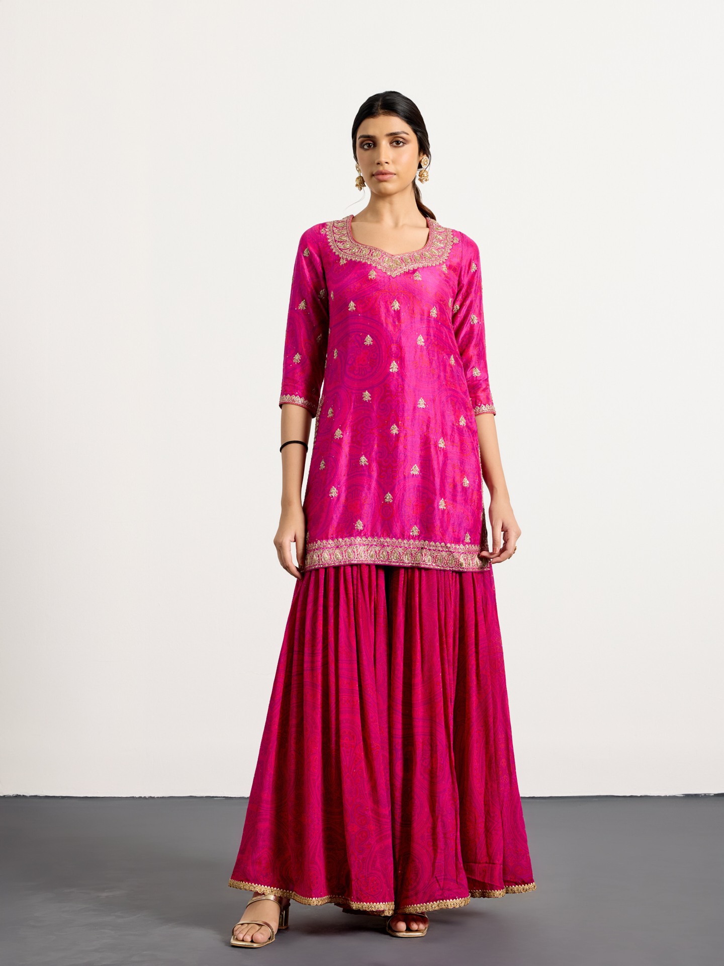 Fuchsia Purple Brocade Jamawar Suit Set