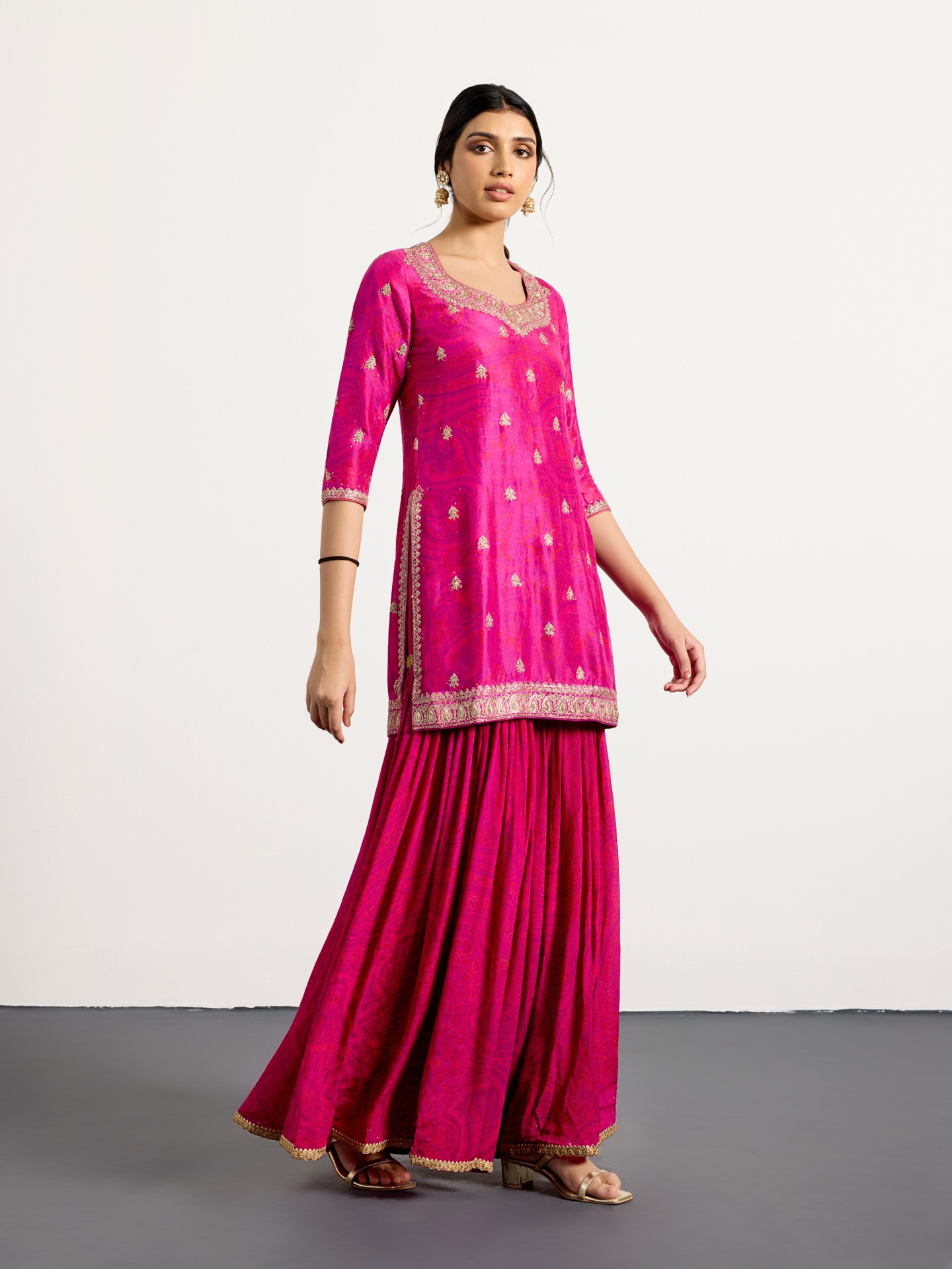 Fuchsia Purple Brocade Jamawar Suit Set