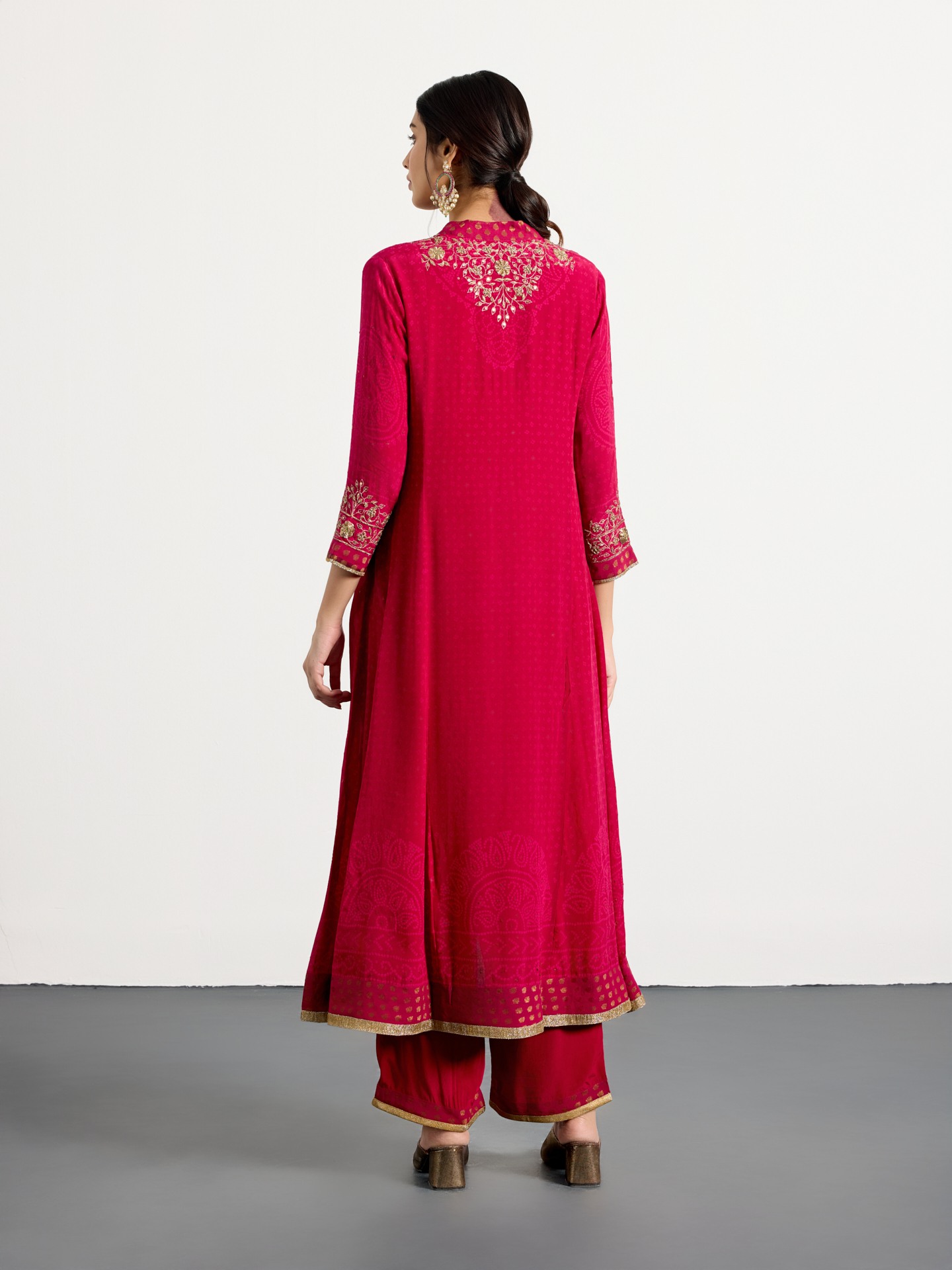 Fuschia Bandhni Bijli Suit