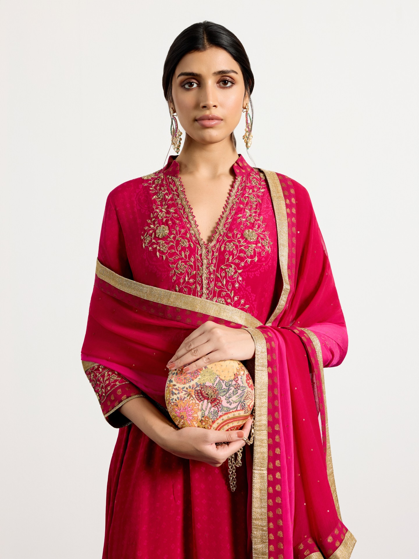 Fuschia Bandhni Bijli Suit