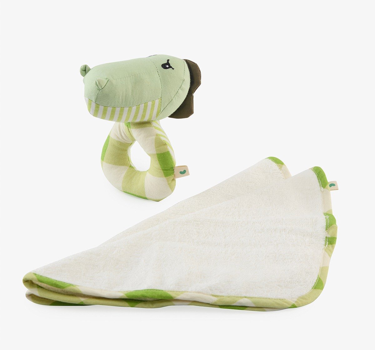Basket, Alligators, Rattle & Burp Cloth 4 Pcs Gift Set