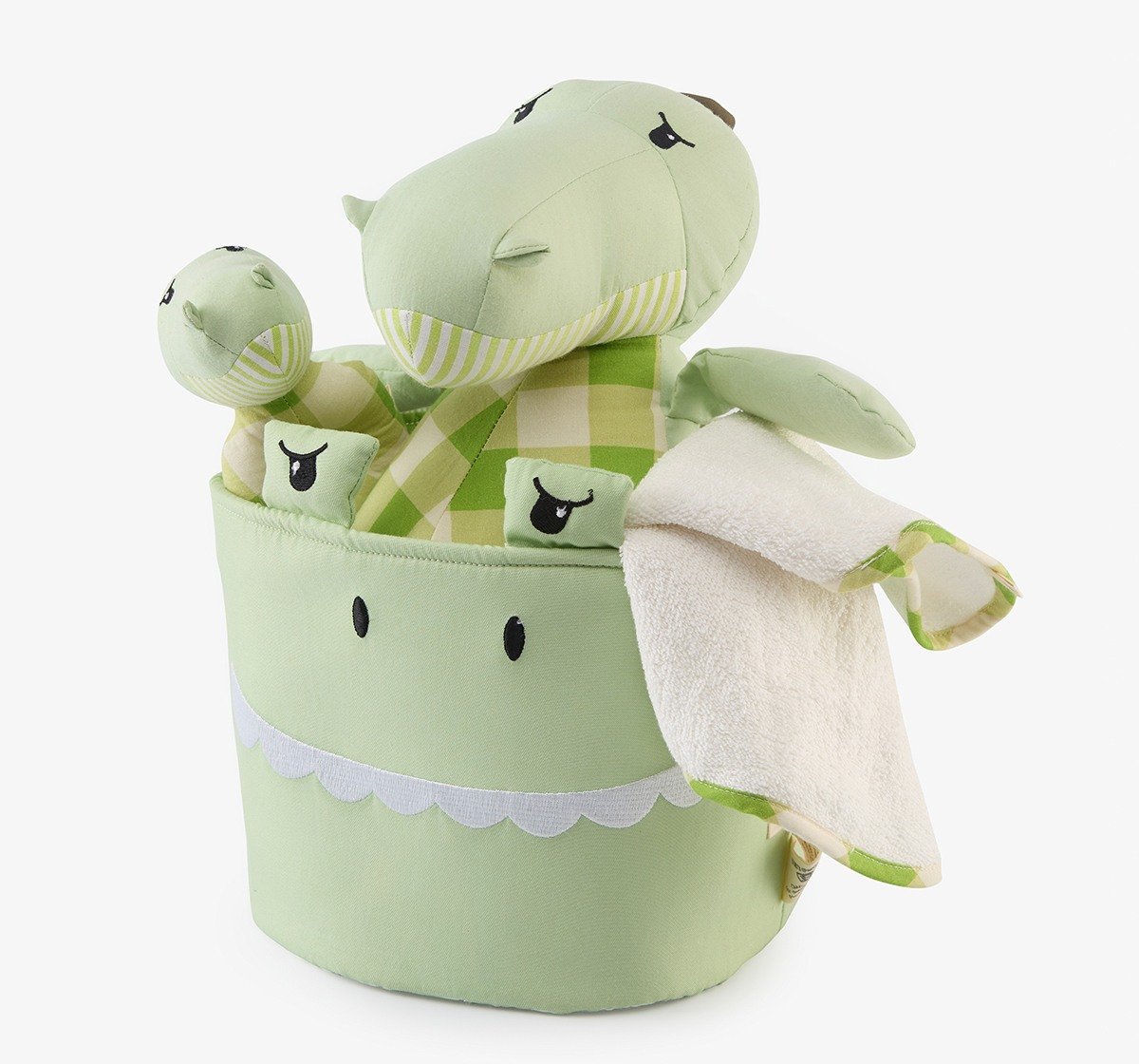 Basket, Alligators, Rattle & Burp Cloth 4 Pcs Gift Set
