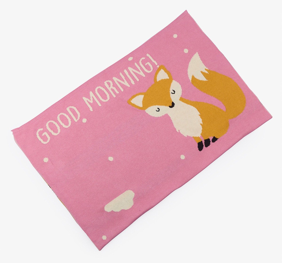 Flat Knit Blanket With Flat Knit Fox Toy